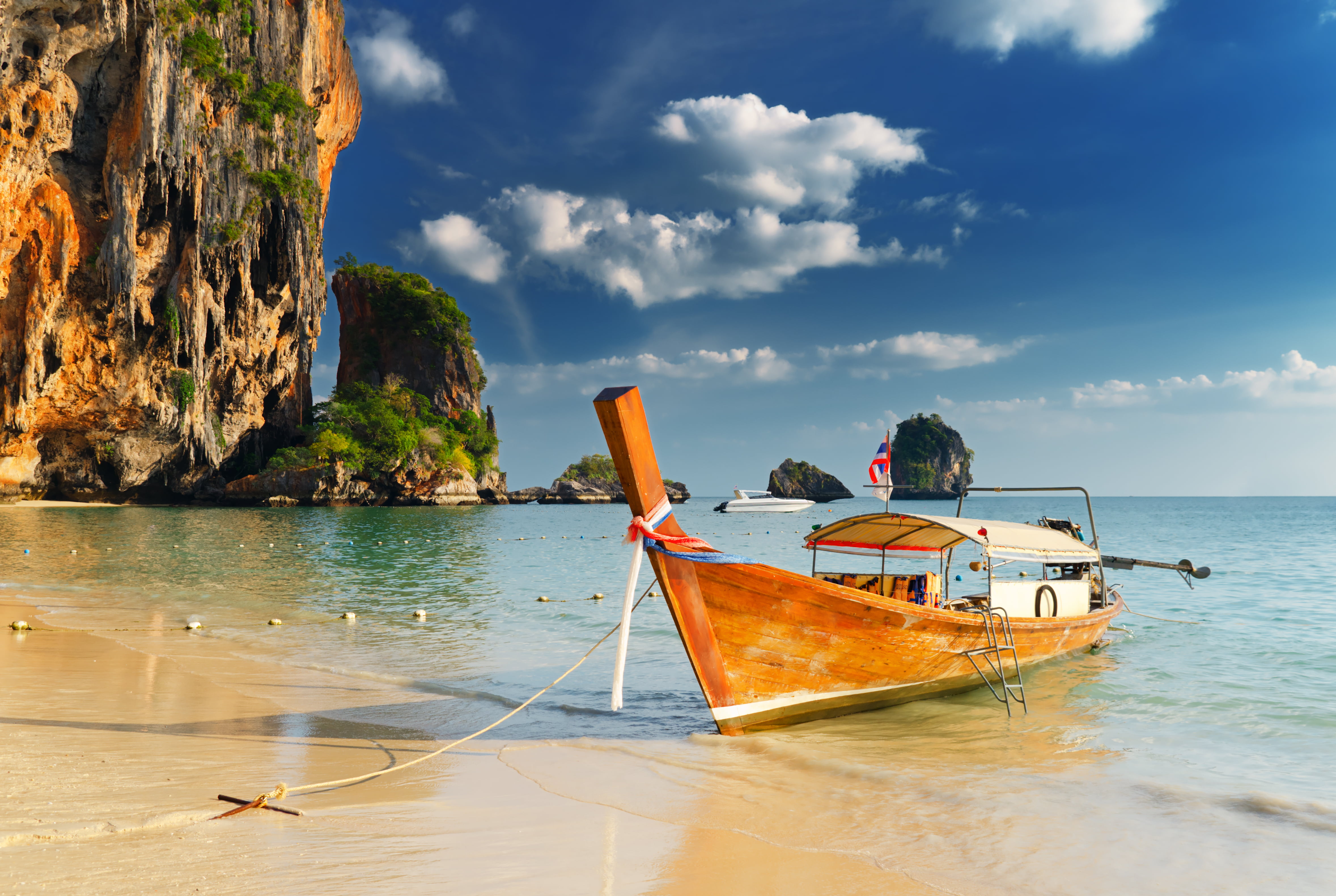 phi Phi Islands, sea, travel, tropical Climate, travel Destinations, sky, shore, sand, bay Of Water, brown, longtail, cloud - Sky, waters Edge, wooden, HD Wallpaper