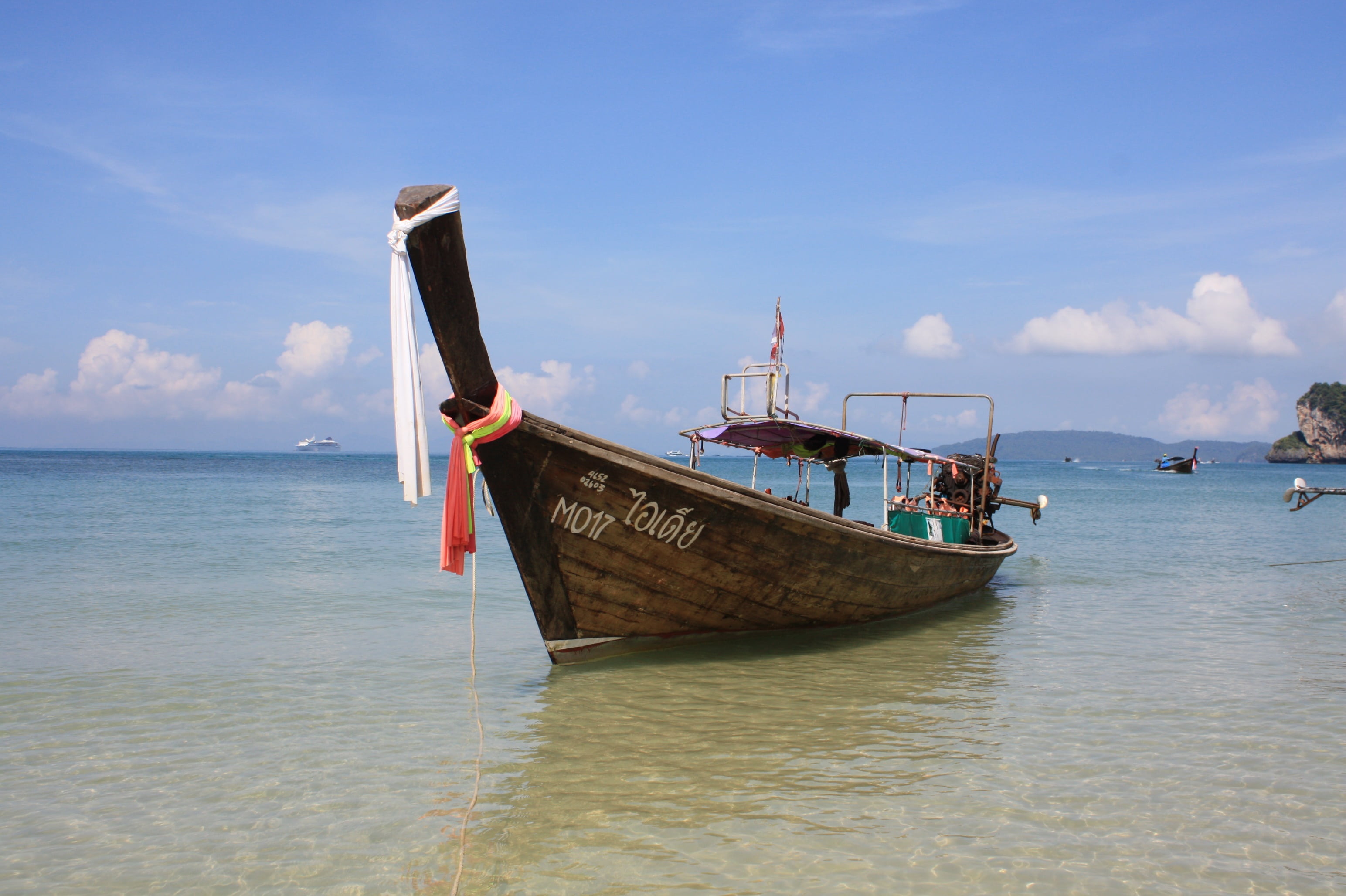 mode of transportation, phuket, tranquility, boat, tropical, nature, krabi, beach, horizon, horizon over water, outdoors, paradise, resort, andaman, travel, HD Wallpaper