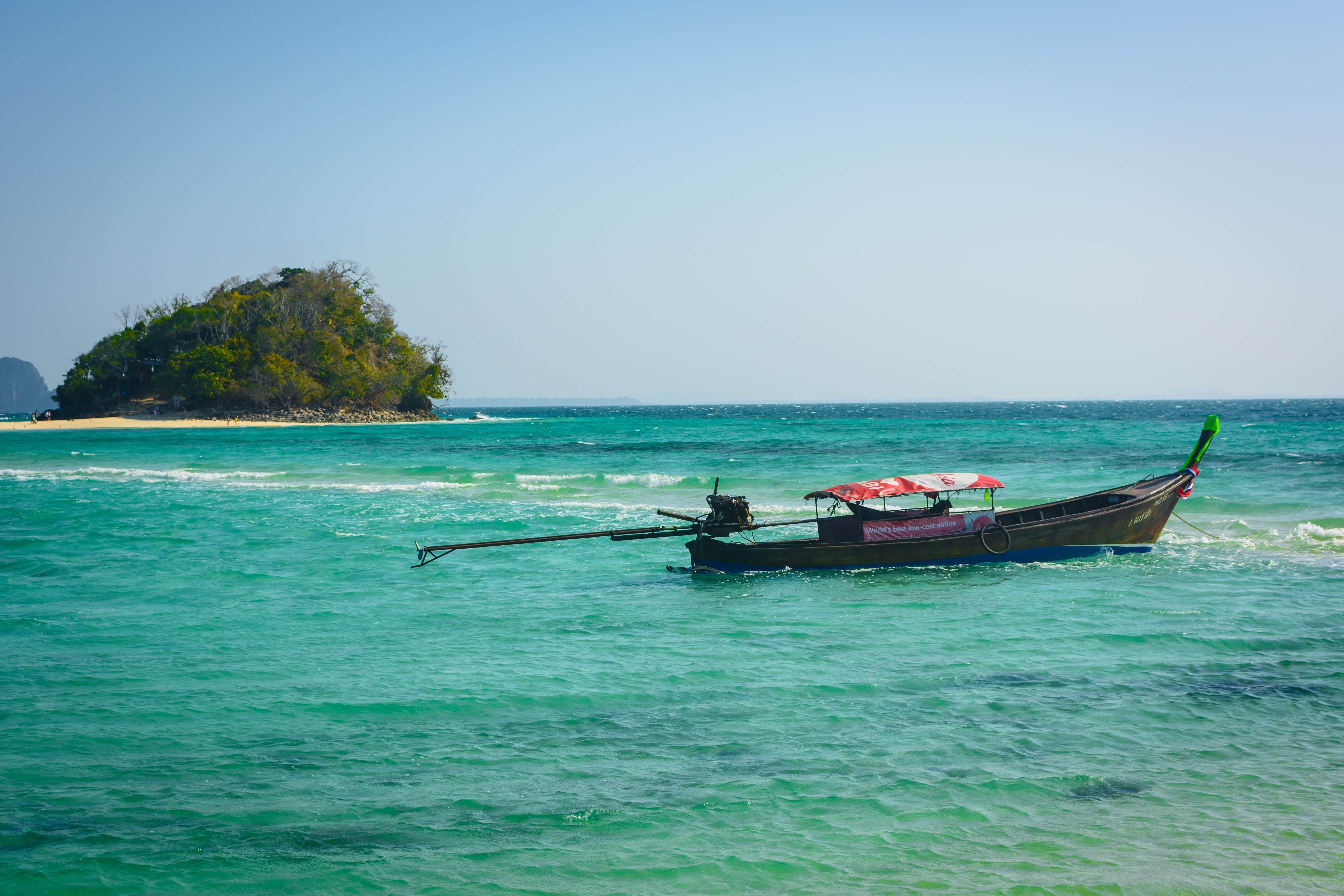 oriental, clear sky, outdoors, waterfront, tropical, sea, tourism, tree, people, water, holiday, longtail boat, longtail, mode of transportation, sky, landscape, HD Wallpaper