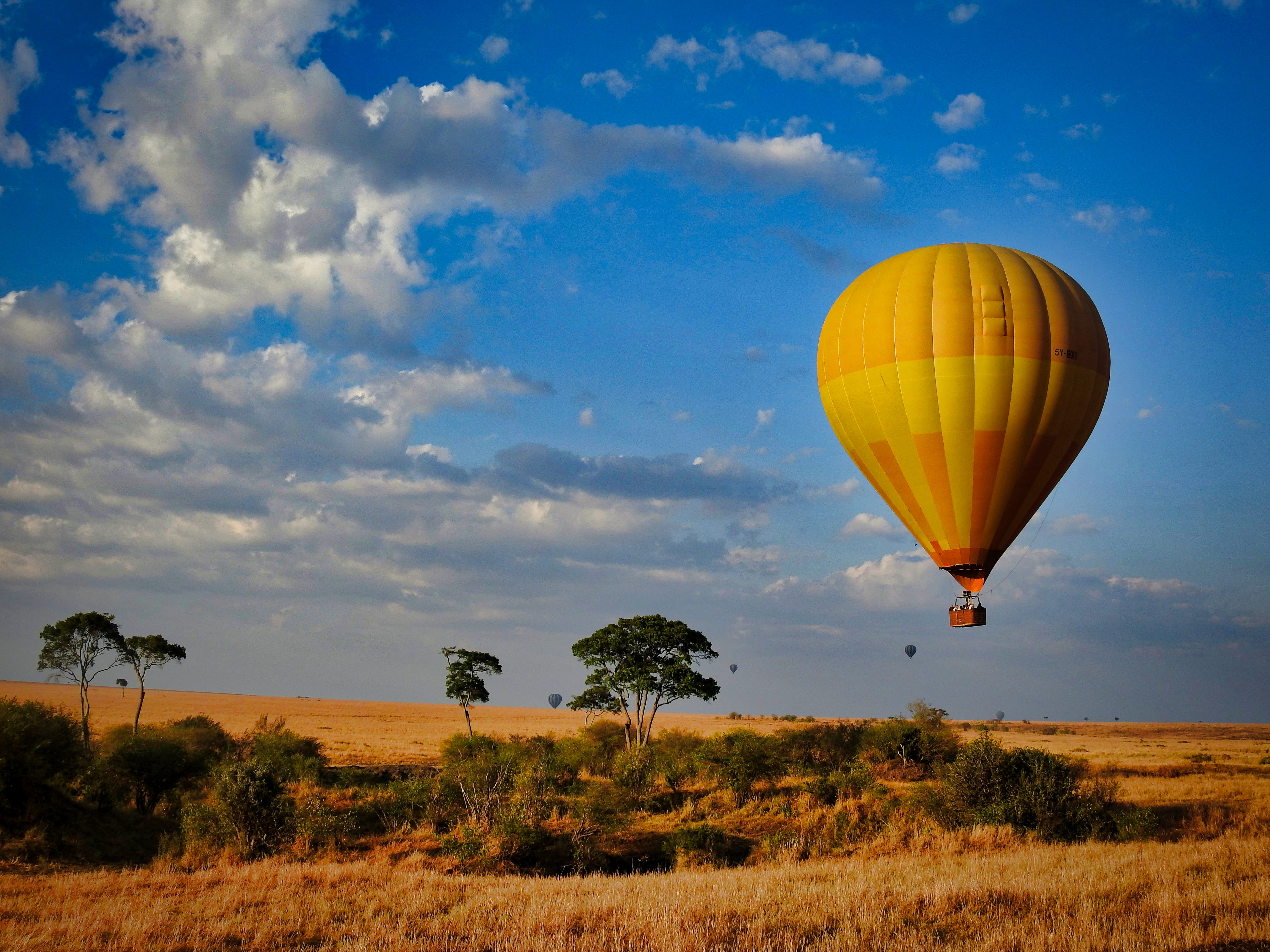 maasai mara, balloon, environment, masai mara national reserve, no people, day, mode of transportation, air vehicle, transportation, ballooning festival, HD Wallpaper