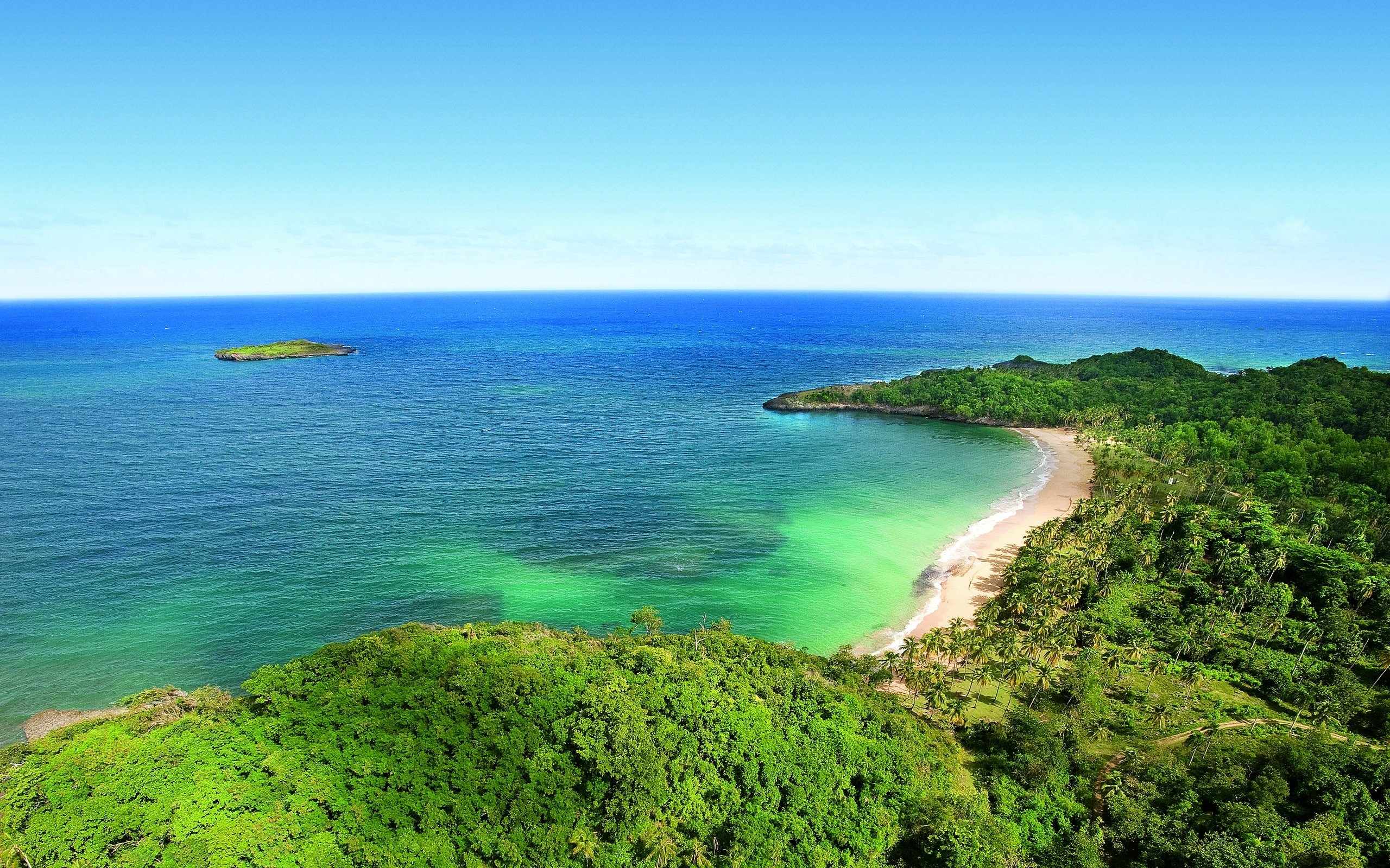 forest, summer, exotic, island, background, water, 2K, landscape, sea, HD Wallpaper