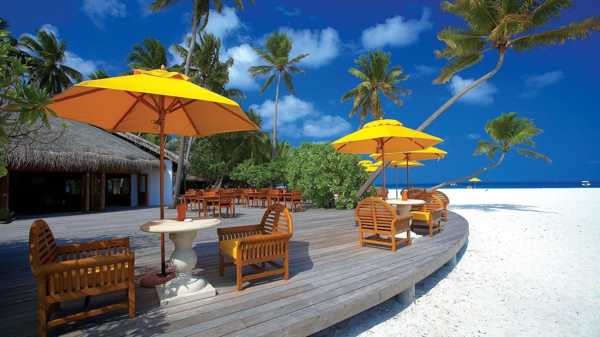 resorts, beaches, exotic, paradise, nature and landscapes, 1080P, resort, nature, HD Wallpaper