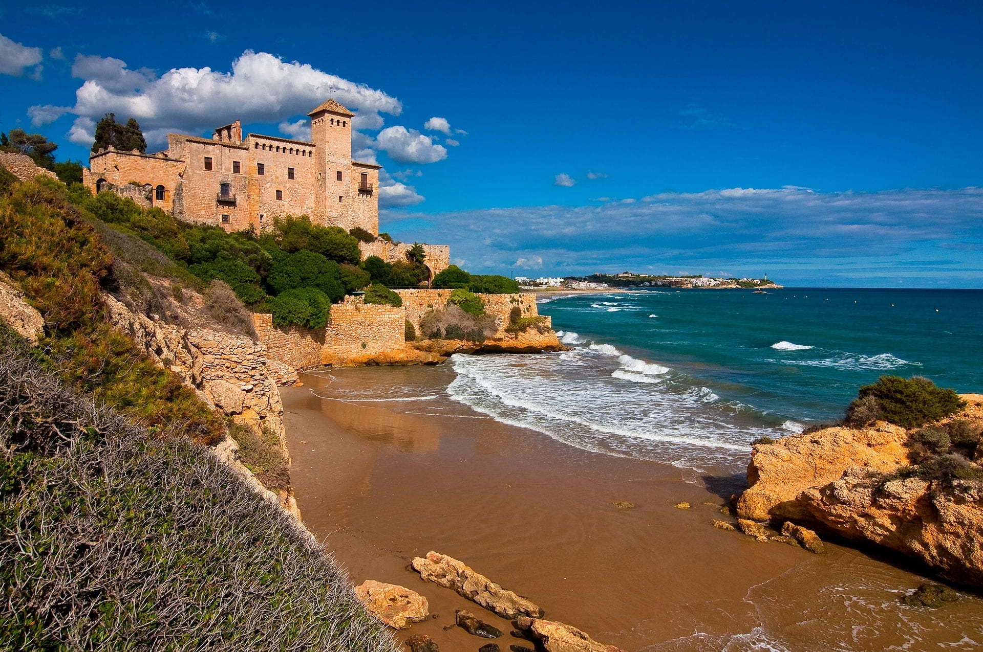 1080P, travel, history, Catalonia, Costa Dorada, scenics, sea, Tarragona, famous Place, beauty in nature, old, tourism, vacations, tower, building Exterior, HD Wallpaper