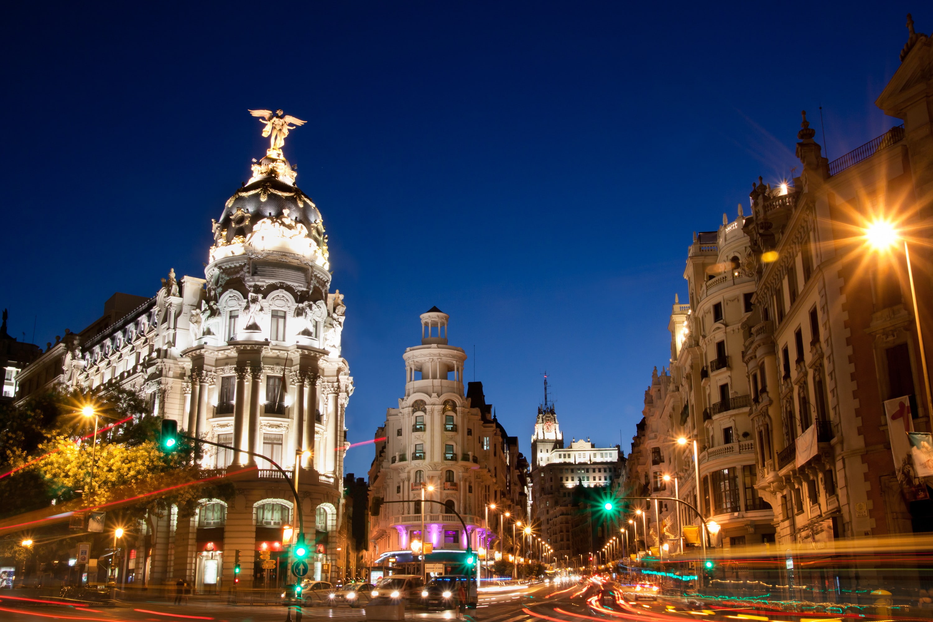 gran, Spain, Madrid, Gran Via, street, 2K, via, HD, HD Wallpaper