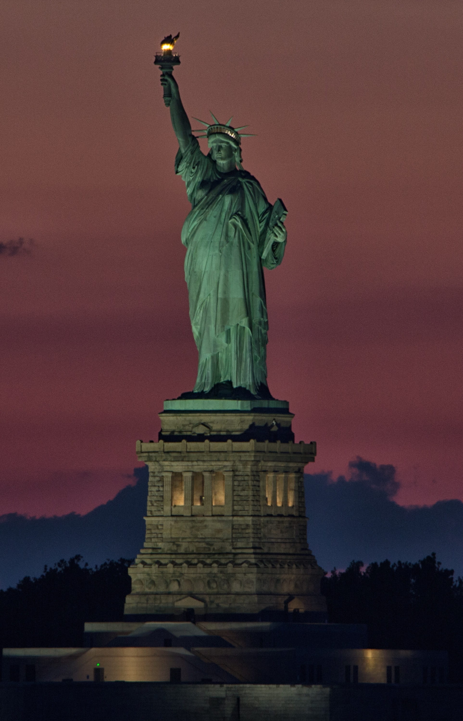nature, monument, independence, sculpture, statue, new York City, liberty Island, female likeness, architecture, travel destinations, flame, cloud - sky, Phone HD Wallpaper