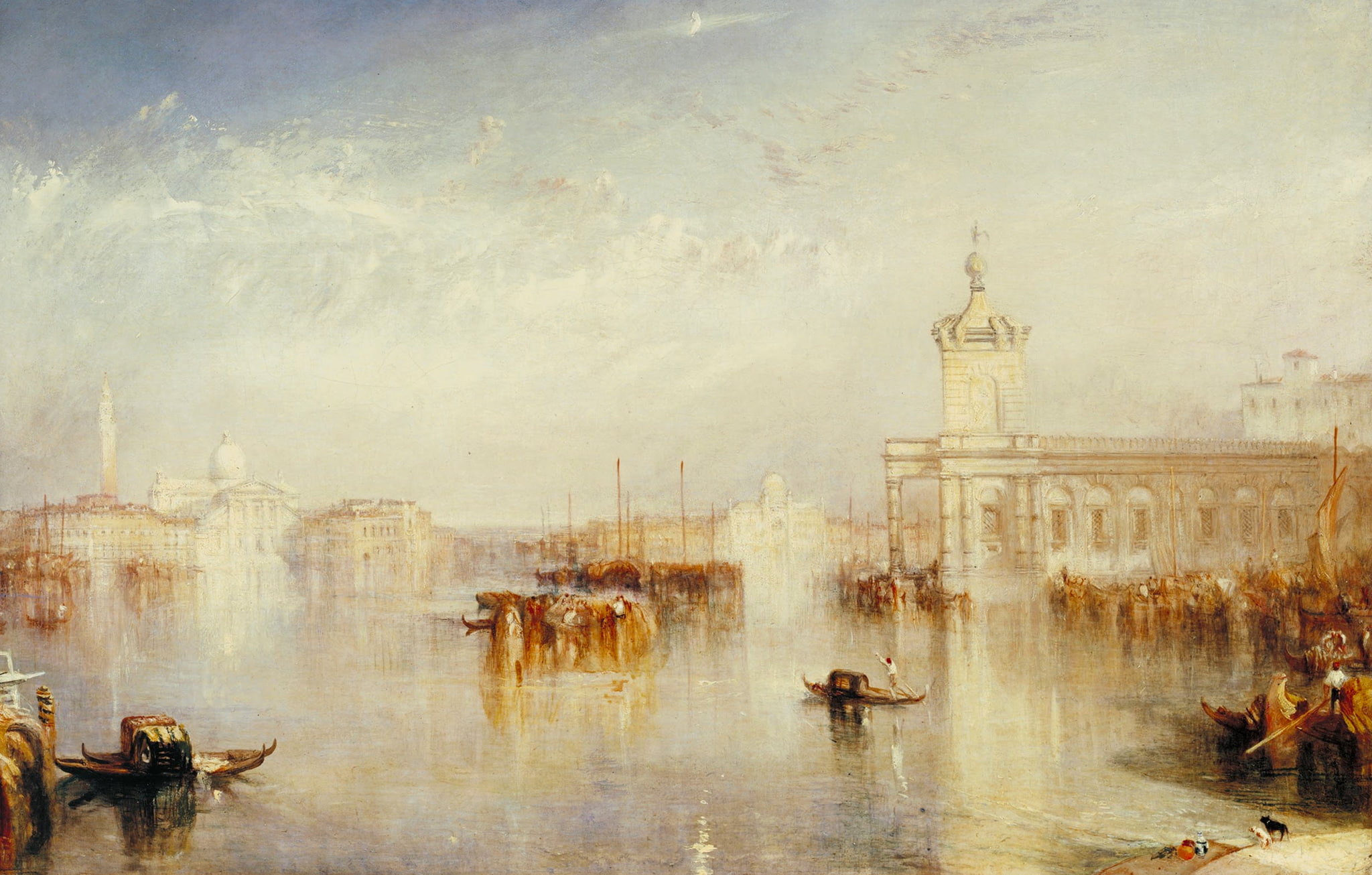 Dogano, 1080P, Citella from the Steps of the Europa, San Giorgio, home, boats, the urban landscape, William Turner, Venice, picture, sea, HD Wallpaper