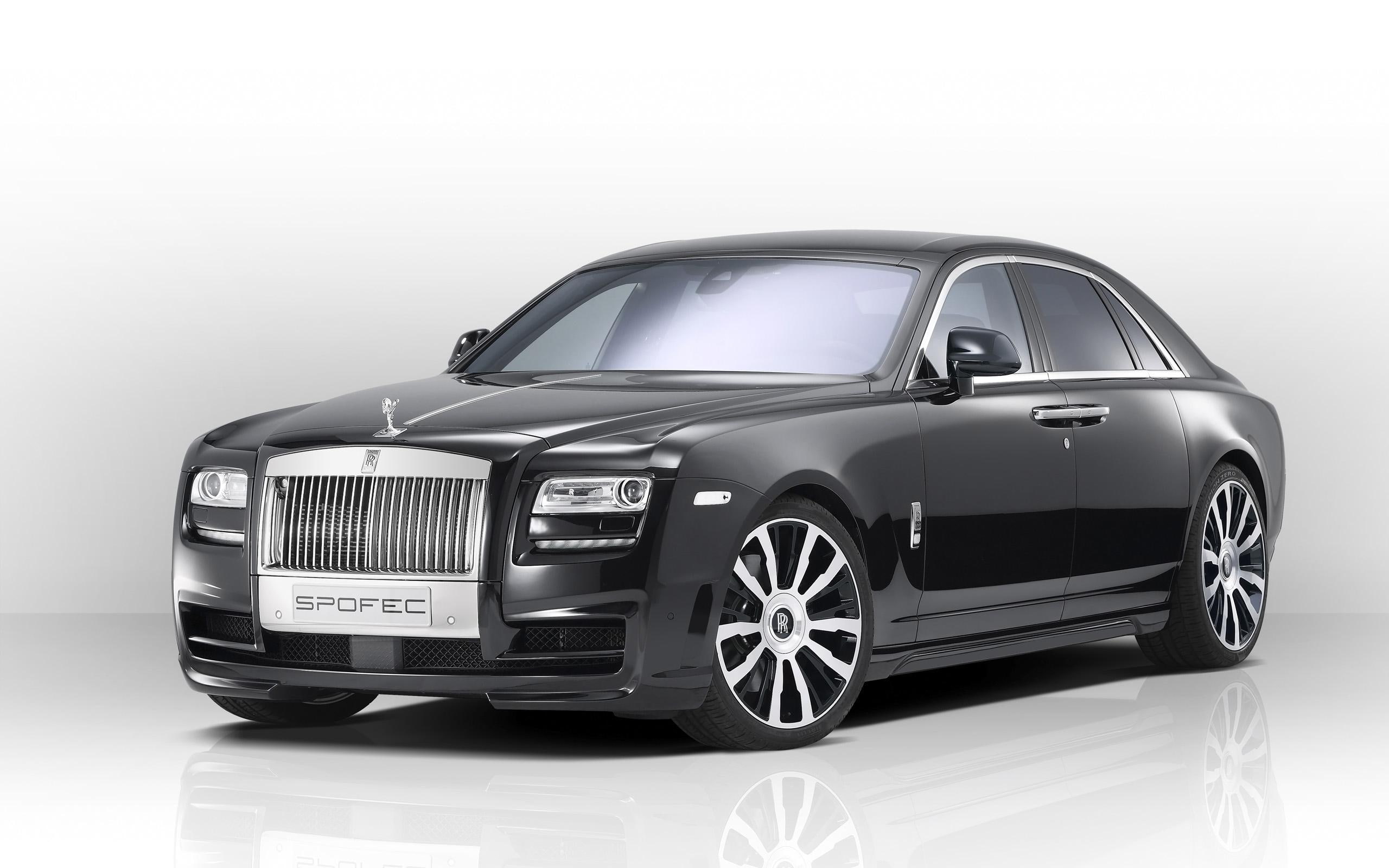 spofec, 2K, cars, royce, ghost, sedan, rolls royce, rolls, 2014, cadillac, gray, HD Wallpaper