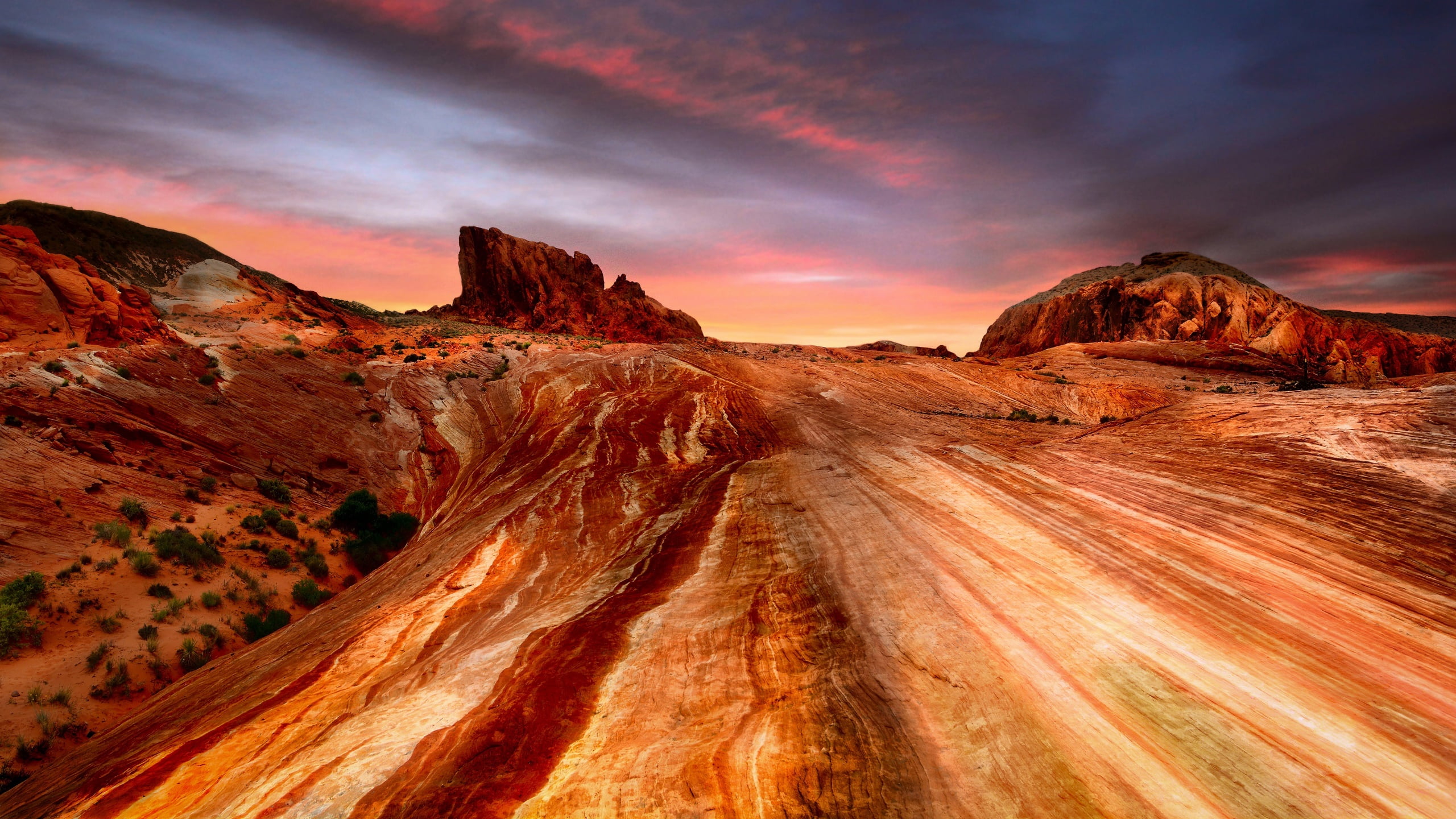sandstone, tranquility, eroded, rock formation, cloud - sky, mountain, beauty in nature, sky, rock, outdoors, orange, solid, 2K, scenics - nature, environment, HD Wallpaper
