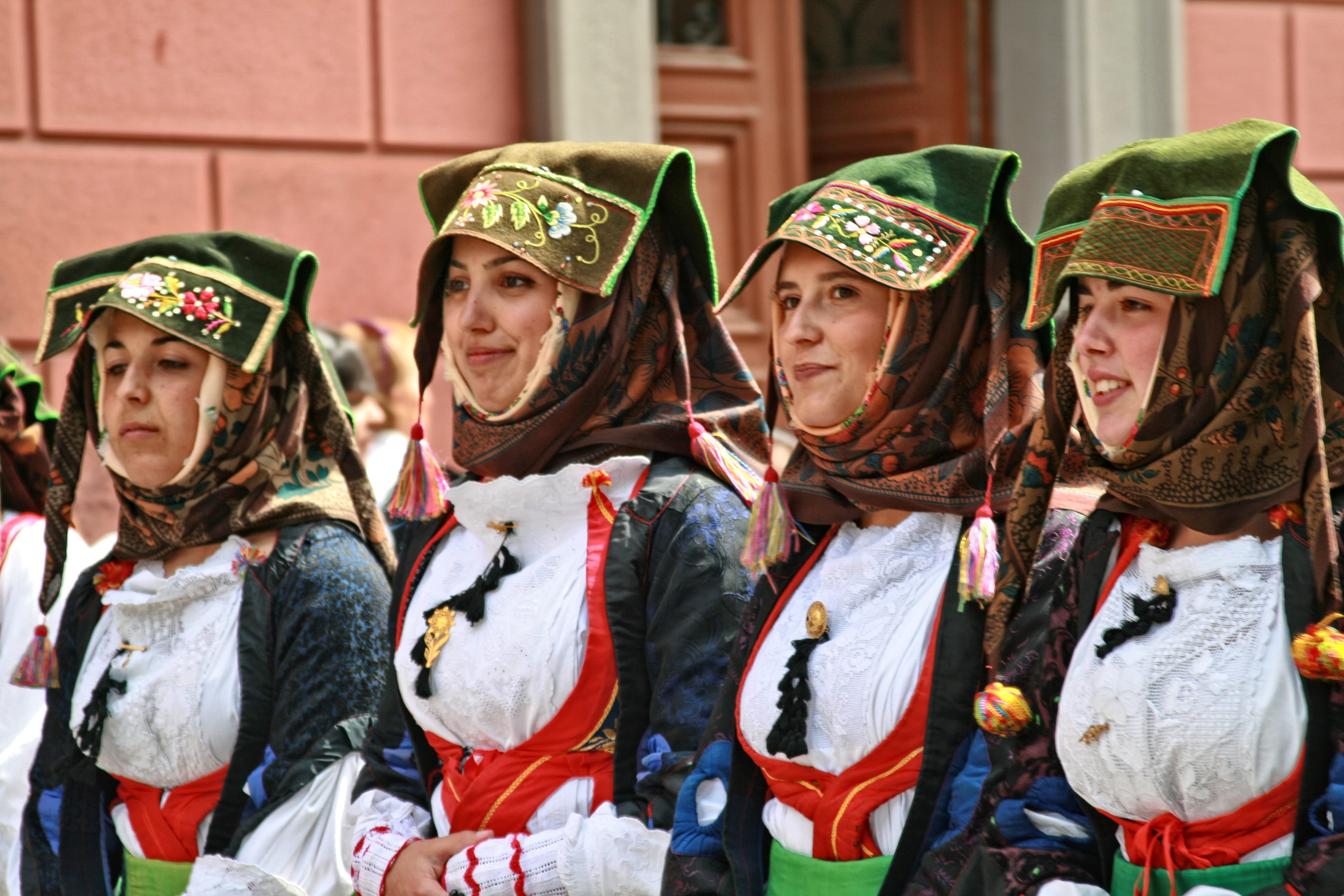 women, group of people, celebration, Folklore, 4K, lifestyles, outdoors, costume, christmas, people, building exterior, hat, clothing, real people, warm clothing, HD Wallpaper