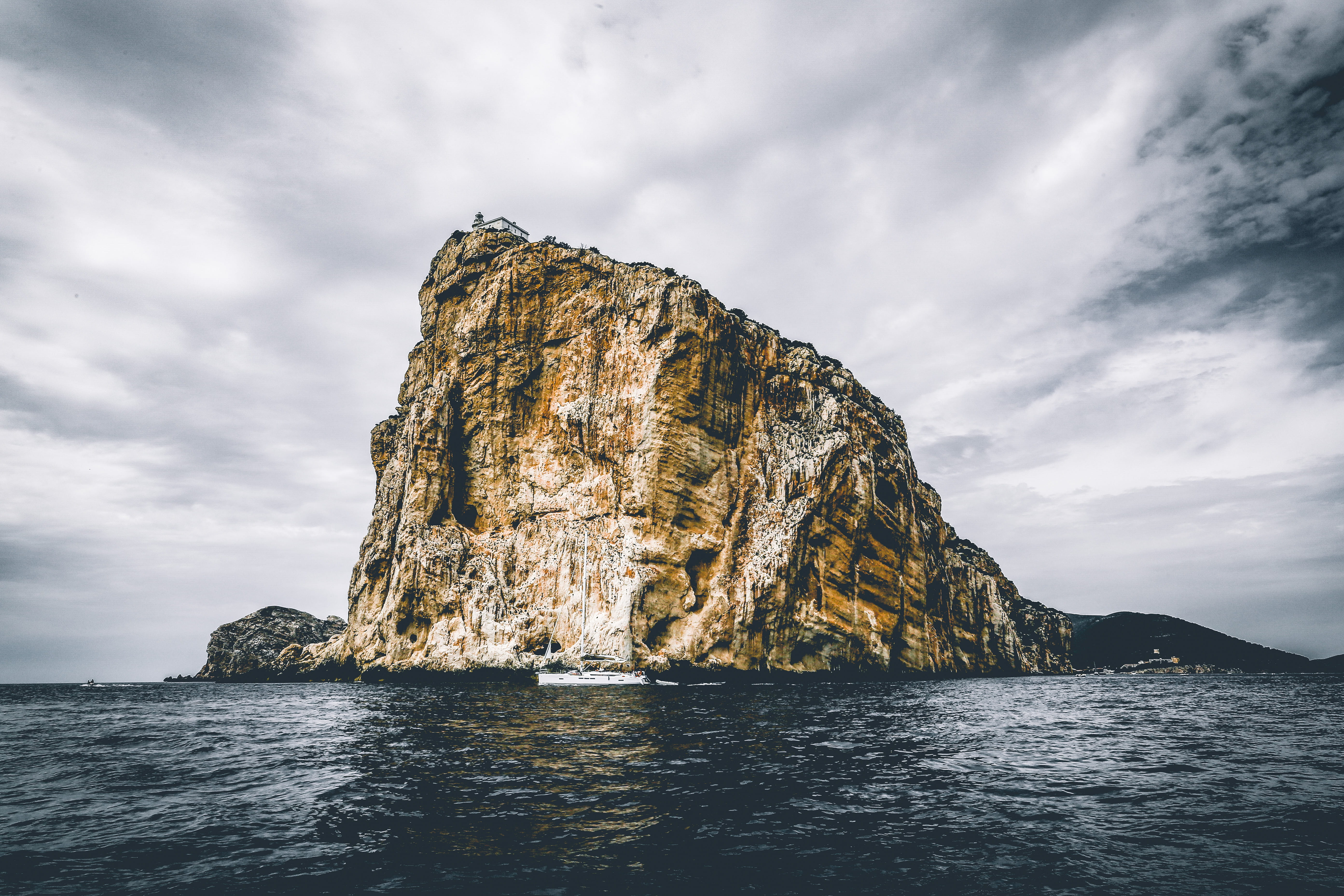 day, waterfront, outdoors, idyllic, scenic, coast, beach, gray, ocean, water, adventure, sea, Sardinia Coast, eroded, sunset, rock formation, rock - object, HD Wallpaper