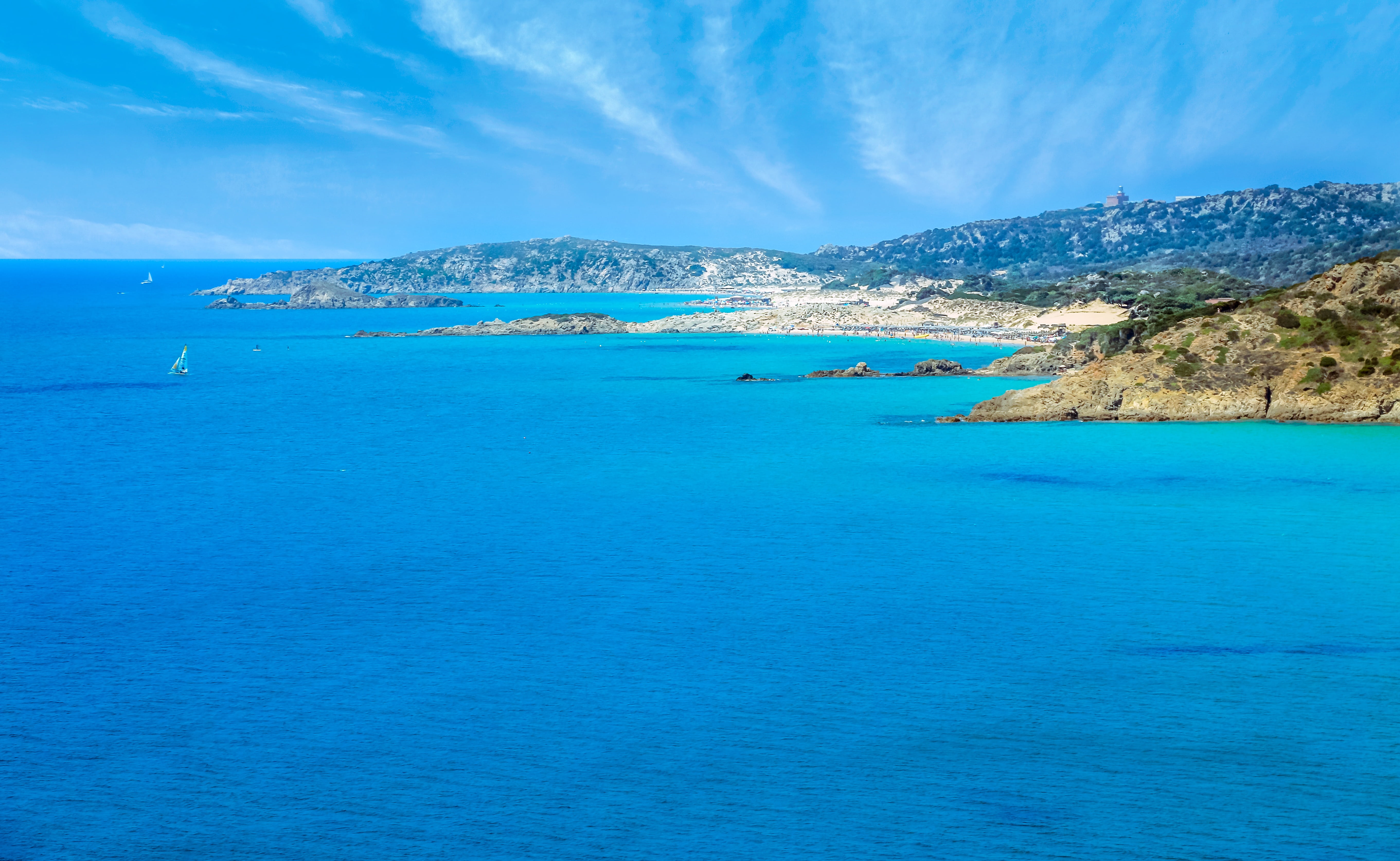 idyllic, scenics - nature, lagoon, day, summer, the chia sardinia, beach, horizon over water, sea, sky, chia, holiday, reefs, land, no people, turquoise colored, HD Wallpaper