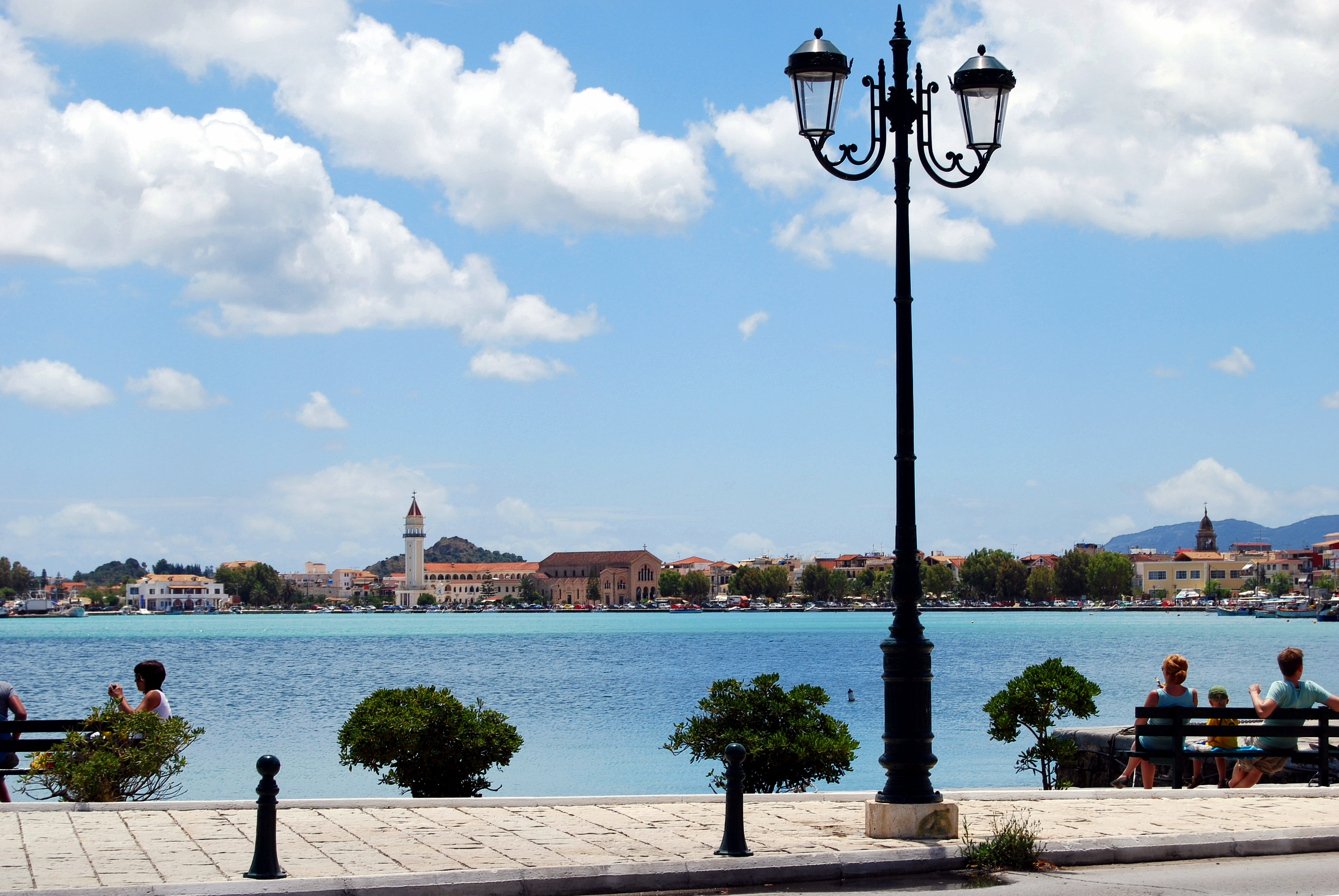tour, sea, river, blue, outdoors, near, body, lighting equipment, island, street, built structure, ionian sea, the sun, bollard, landscape, travel, building, HD Wallpaper