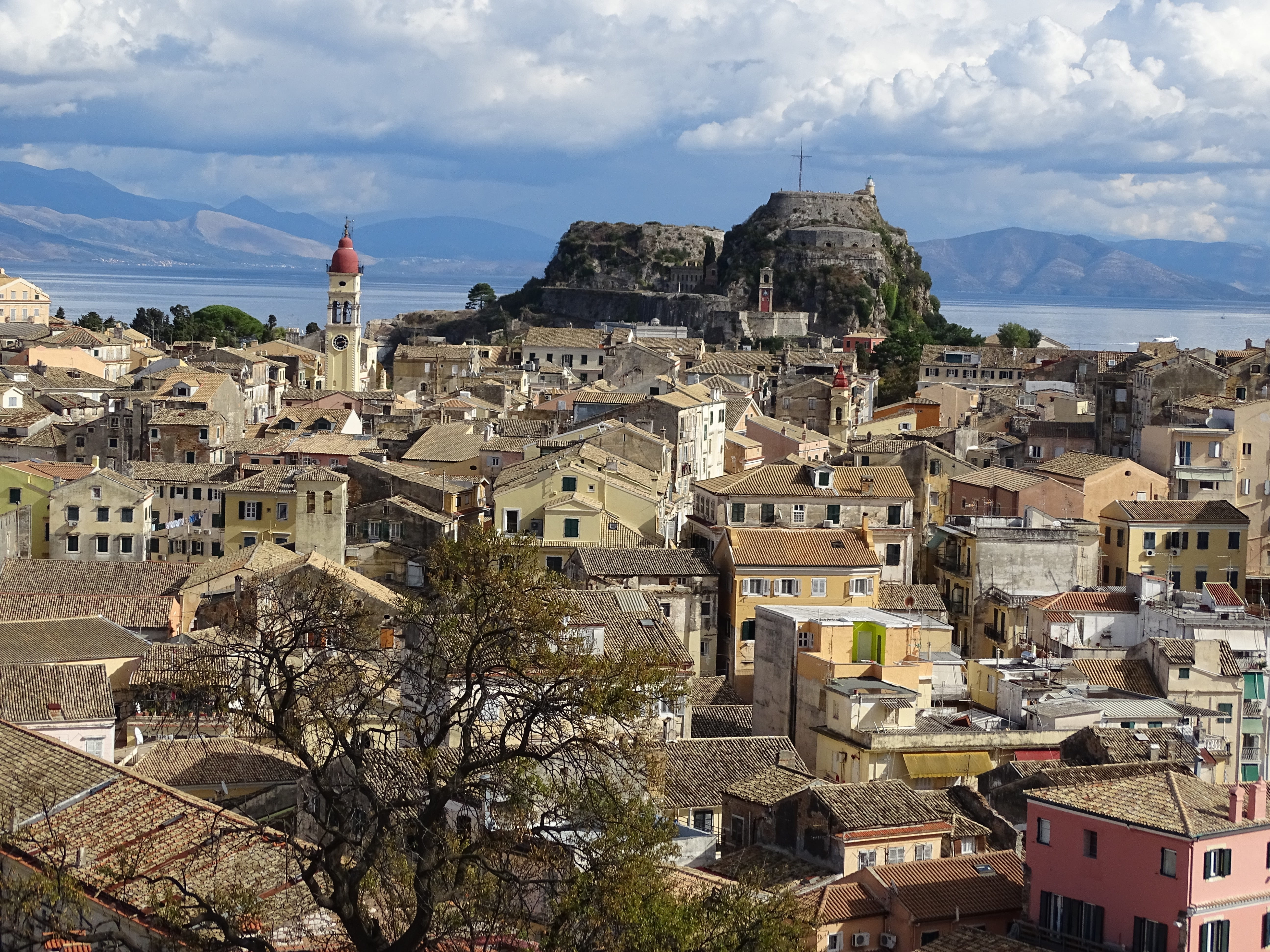corfu, the past, travel destinations, cloud - sky, residential district, townscape, 5K, religion, building, built structure, nature, no people, panorama, HD Wallpaper