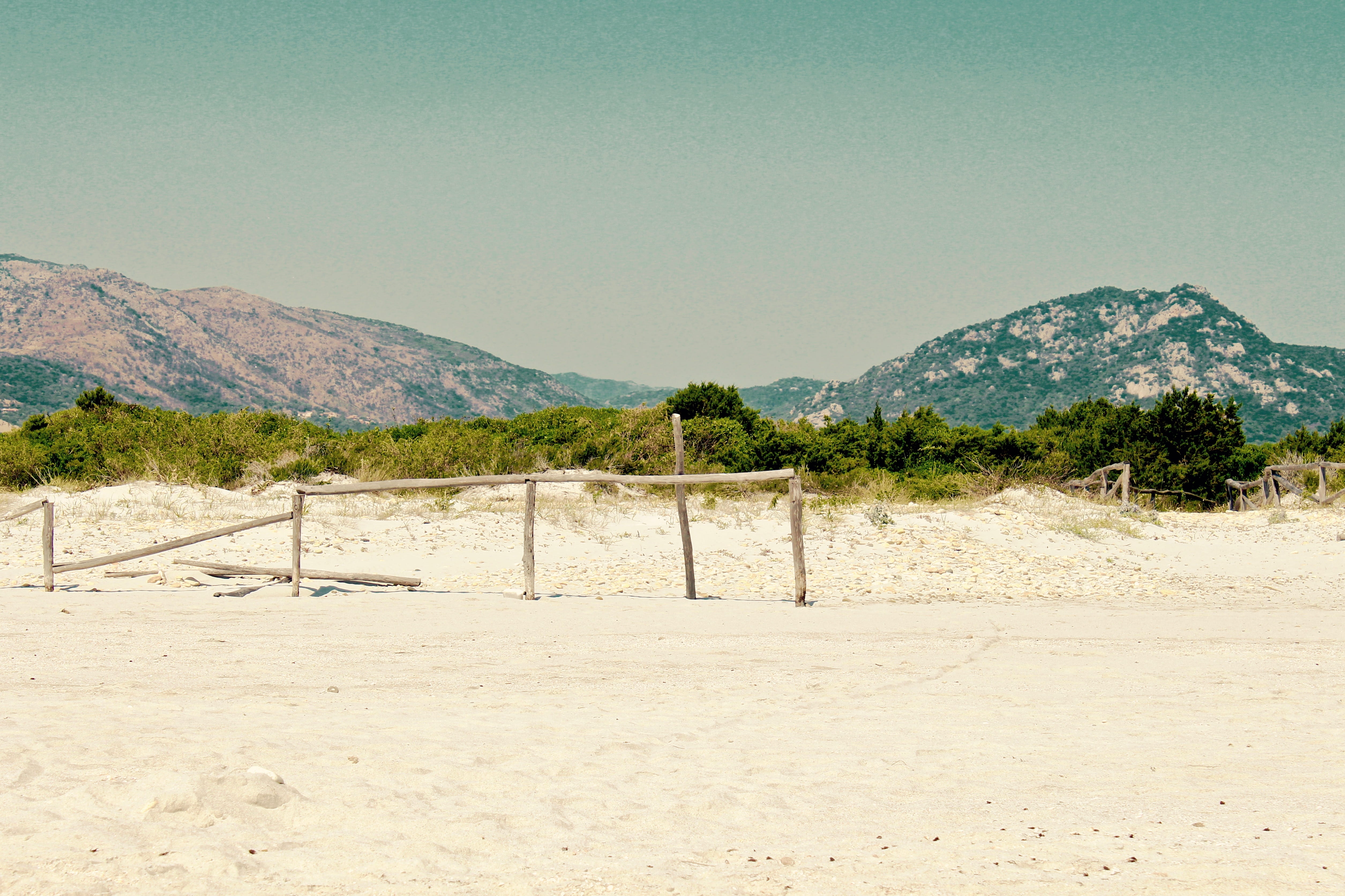 day, tranquility, beauty in nature, bush, beach, nature, non-urban scene, sky, sand, sardinia, trees, san teodoro, land, range, barrier, scenics - nature, HD Wallpaper