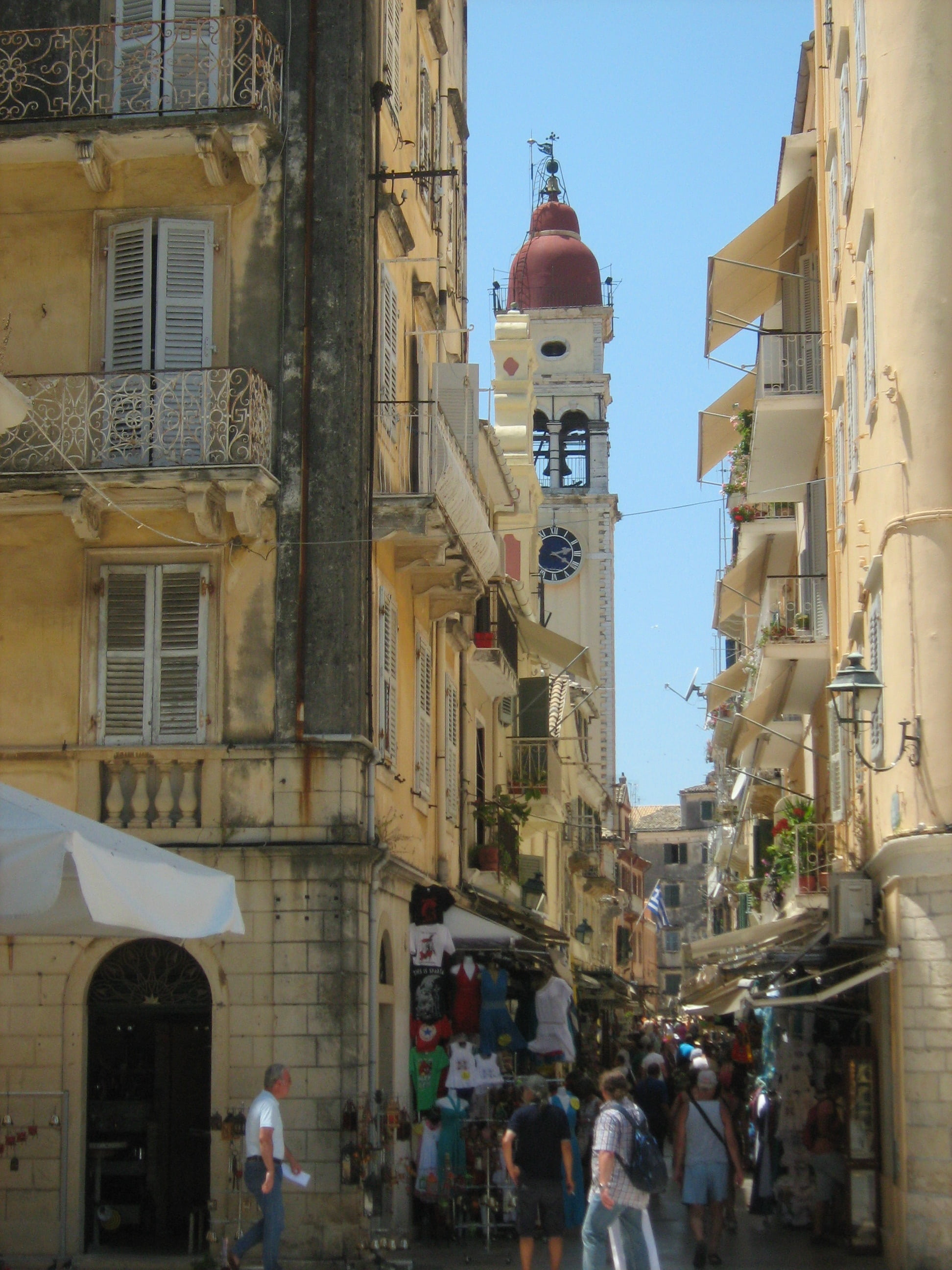 architecture, religion, street, outdoors, place of worship, corfu, saint spyridon church, residential district, city, women, 2K, spirituality, belief, Phone HD Wallpaper