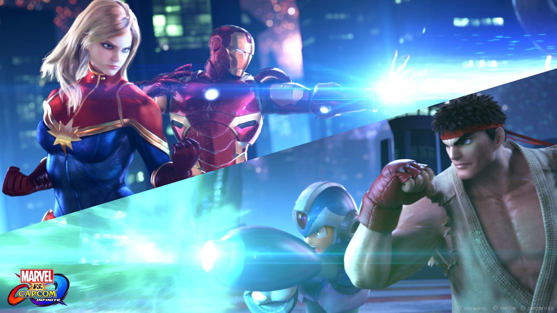 Mega Man X, Iron Man, Video Game, 1080P, Marvel vs. Capcom: Infinite, Ryu (Street Fighter), Captain Marvel, HD Wallpaper