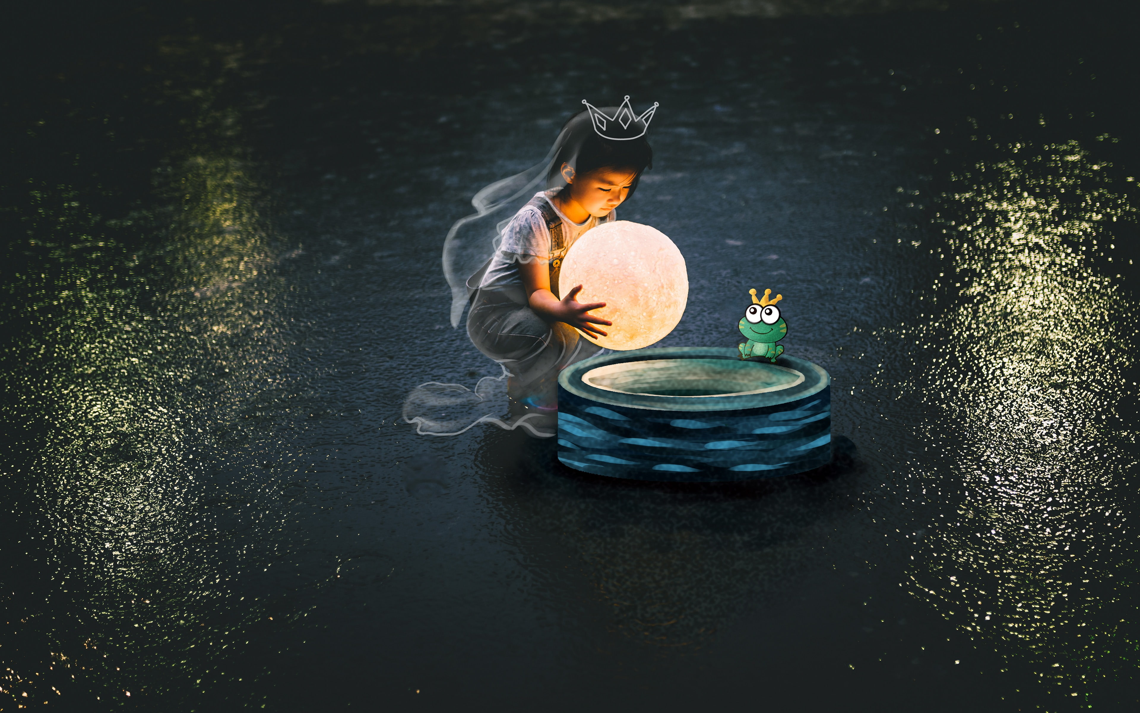princess, boys, illustration, men, frog, design, day, creative, outdoors, front view, toy, child, one person, lifestyles, real people, clothing, water, HD Wallpaper
