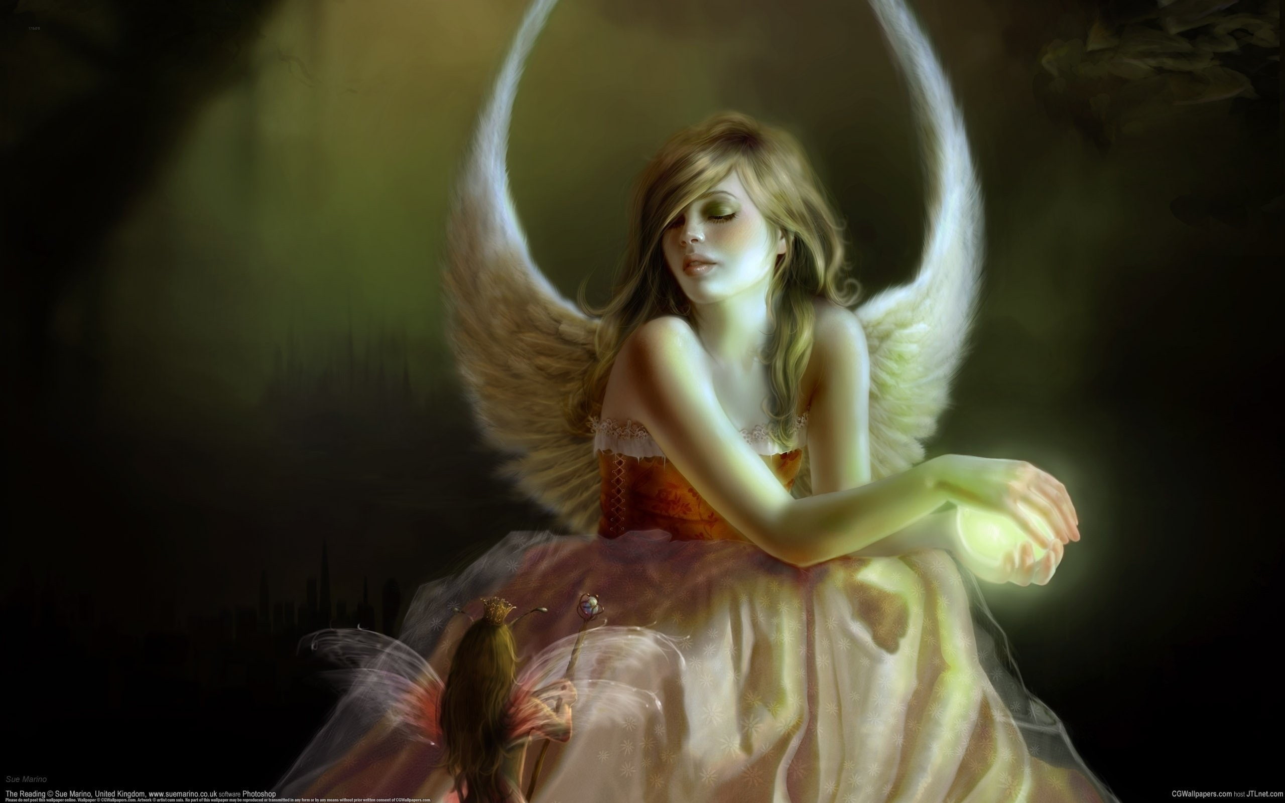 2K, Long, dress, hair, Blonde, wings, girl, fantasy, angel, fairy, Magic, HD Wallpaper