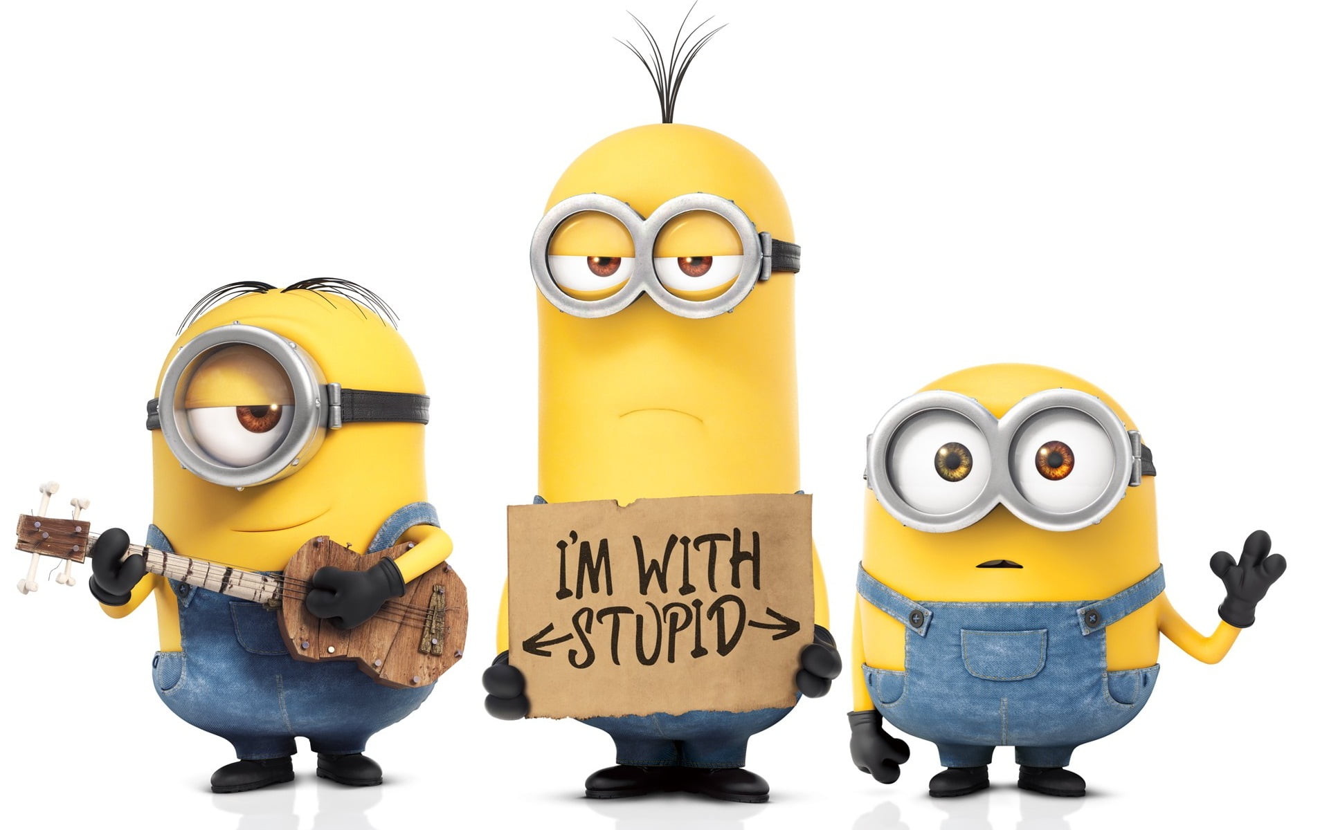three, cut out, Movies, representation, western script, design, minions, fun, studio shot, communication, characters, close-up, still life, hollywood, HD Wallpaper