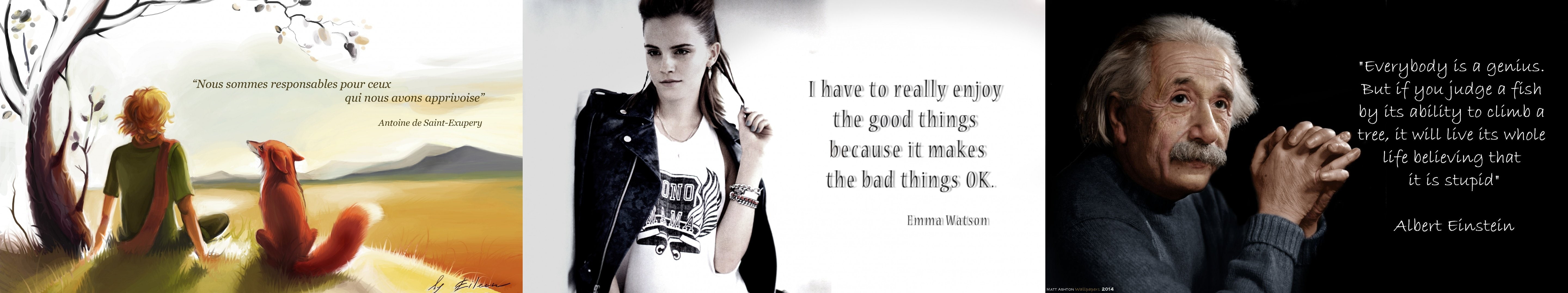 multiple, multi, monitor, saint, saint-exupery, citation, antoine, english, emma, anglais, tripple, albert, exupery, francais, quote, watson, screen, french, HD Wallpaper