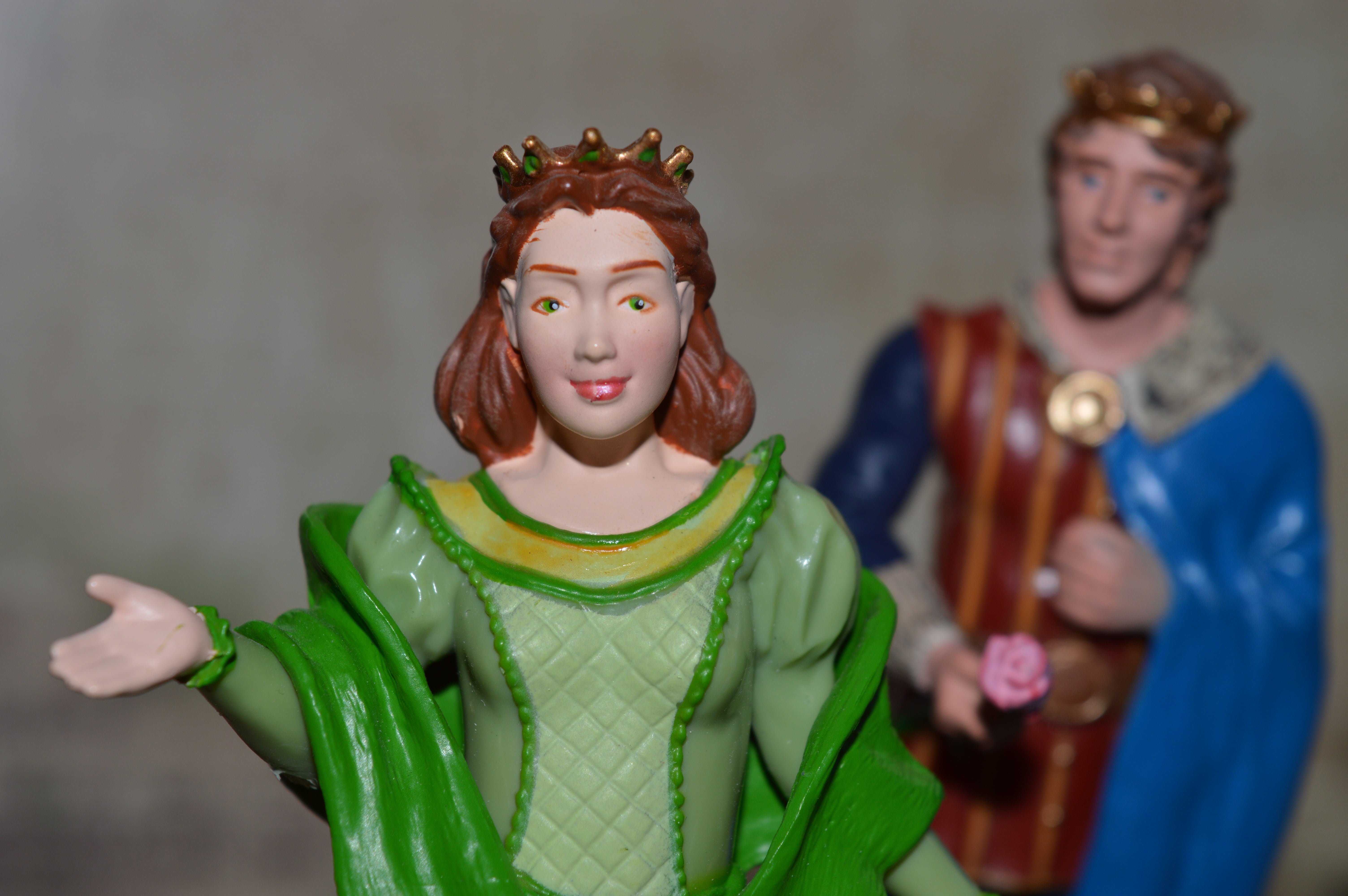 people, studio shot, women, green color, focus on foreground, kingdom, tale, indoors, men, figurine, crown, portrait, front view, princess, human representation, HD Wallpaper