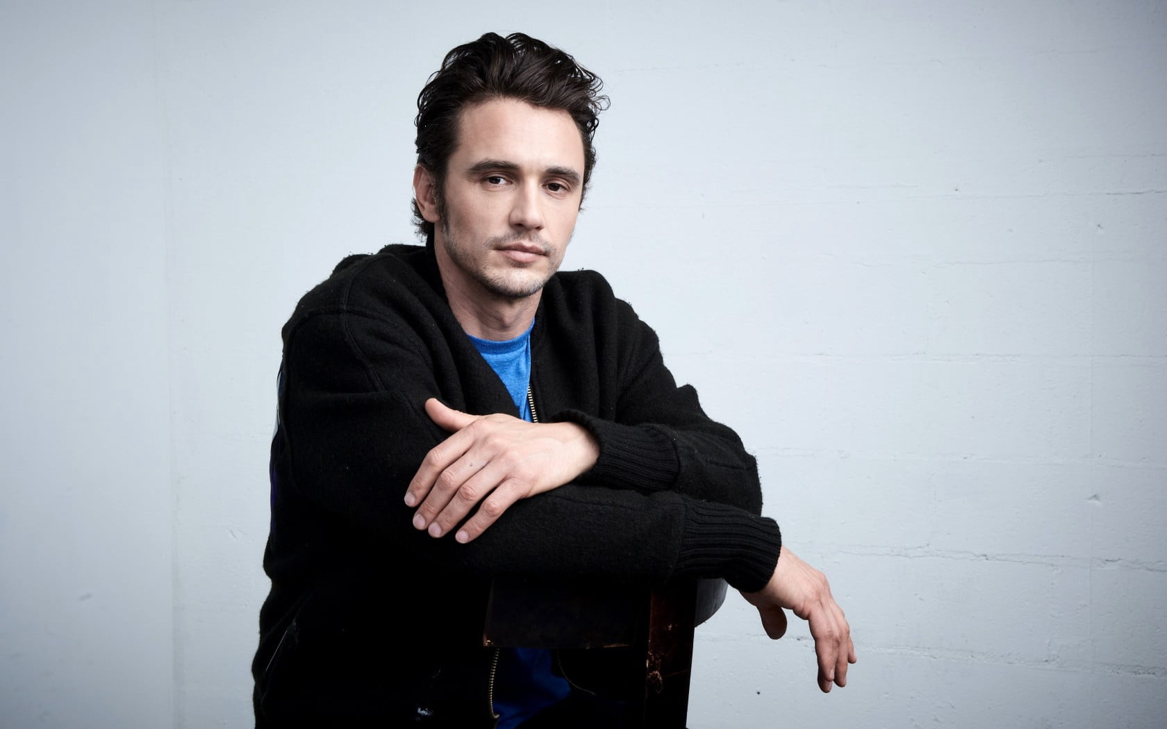 contemplation, one person, standing, young adult, young men, studio shot, black color, serious, indoors, actor, looking at camera, franco, front view, handsome, HD Wallpaper