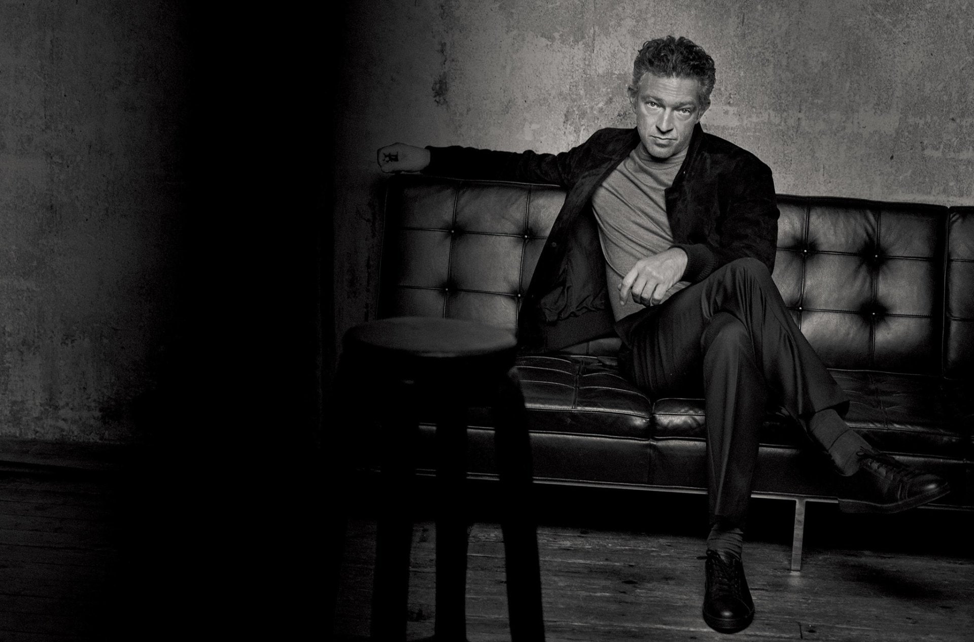 Vincent Cassel, Black and White, French, Celebrity, Actor, 1080P, HD Wallpaper