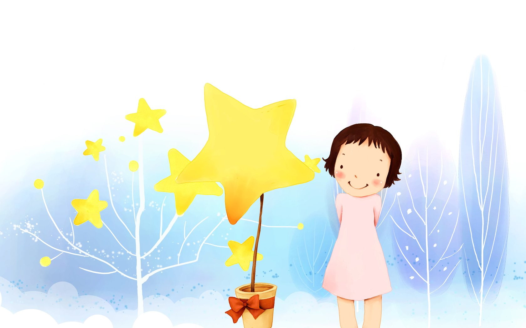 children 039 s, 720P, pot, dresses, star, girl, bow, branch, trees, HD Wallpaper