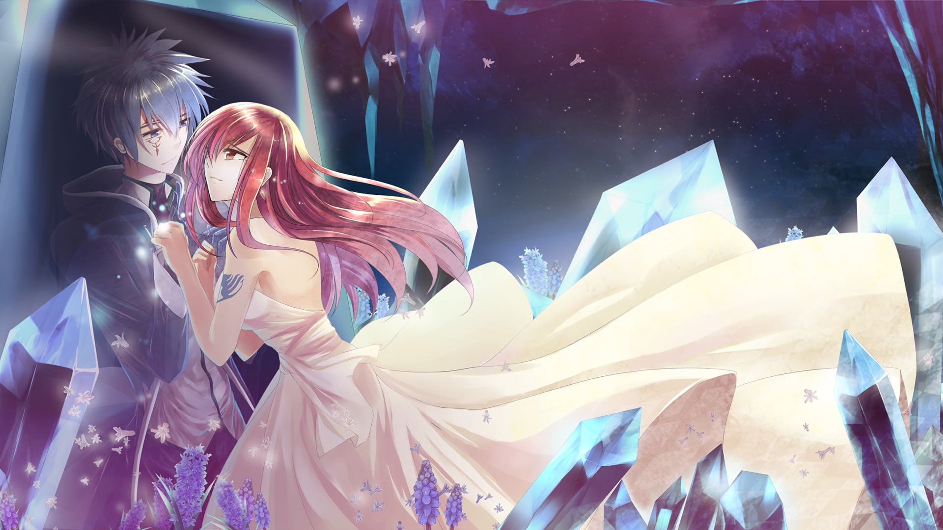 women, window, glass - material, Erza Scarlet, 1080P, Fairy Tail, adult, retail display, shopping, fashion, Jellal Fernandes, real people, store, indoors, HD Wallpaper