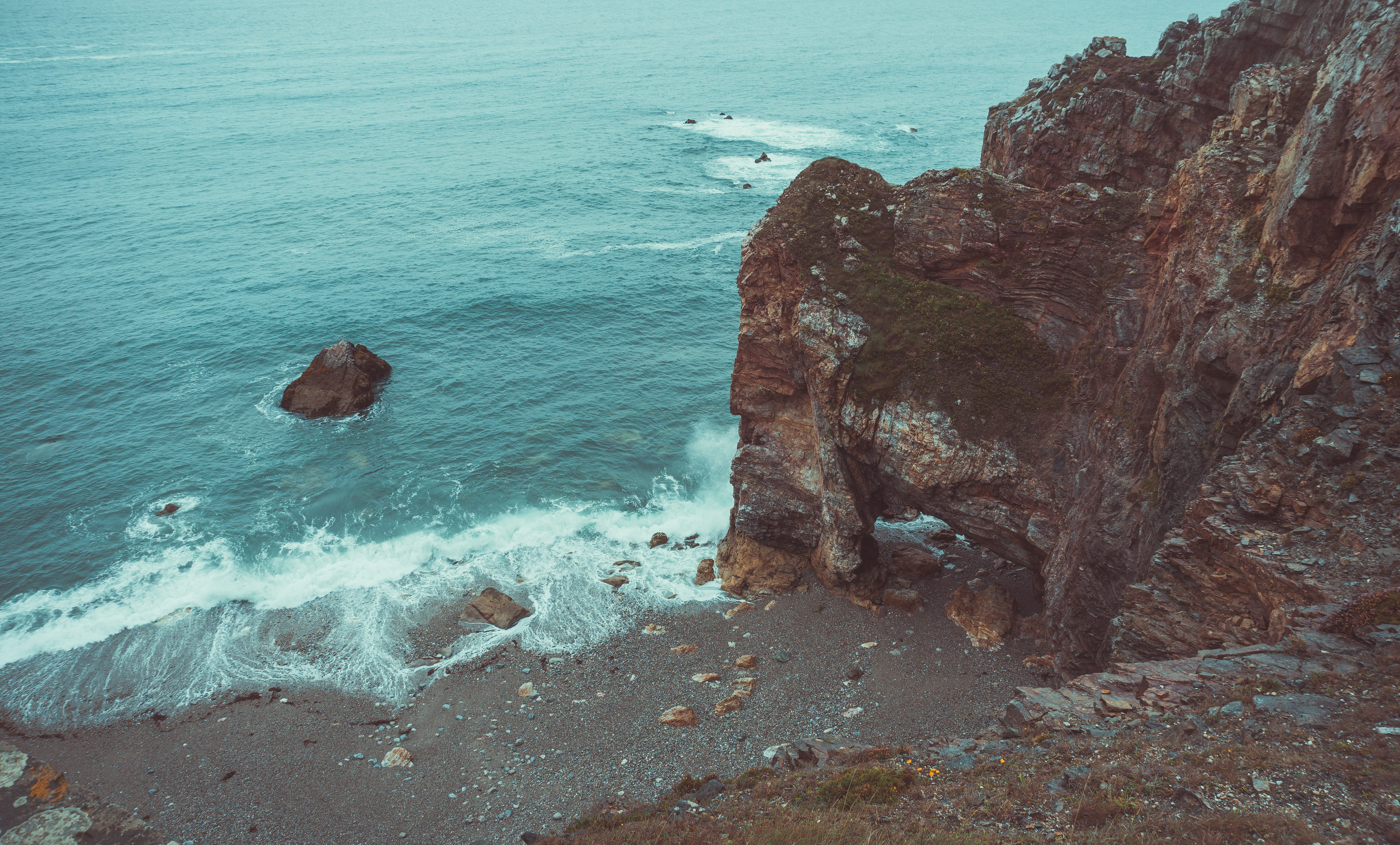 rock formation, no people, nature, 5K, motion, breaking, horizon over water, day, creek, water, land, scenics - nature, france, tranquility, bretagne, HD Wallpaper