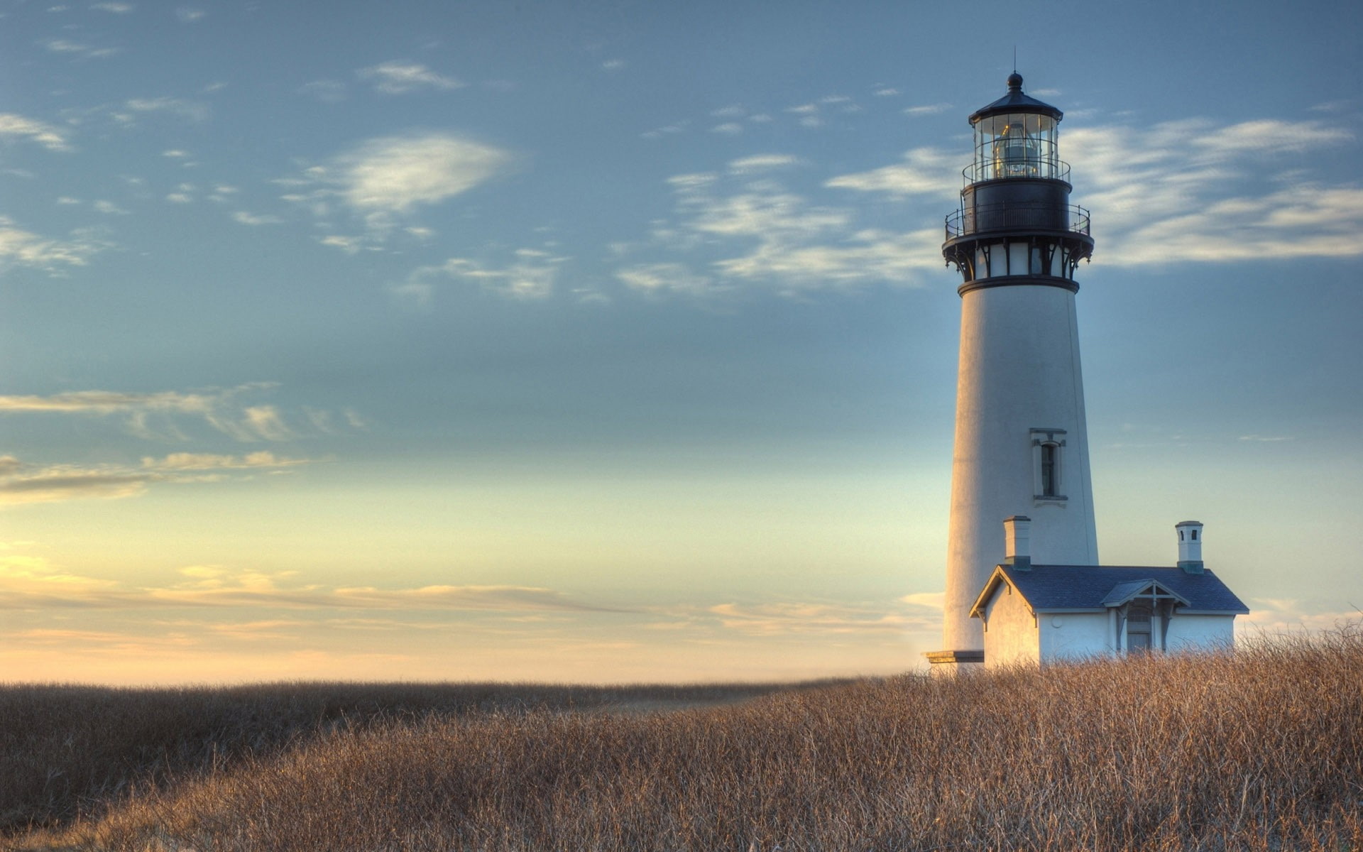 sunset, land, security, nature, sky, field, 1080P, building, cloud - sky, no people, old building, lighthouse, built structure, building exterior, architecture, HD Wallpaper