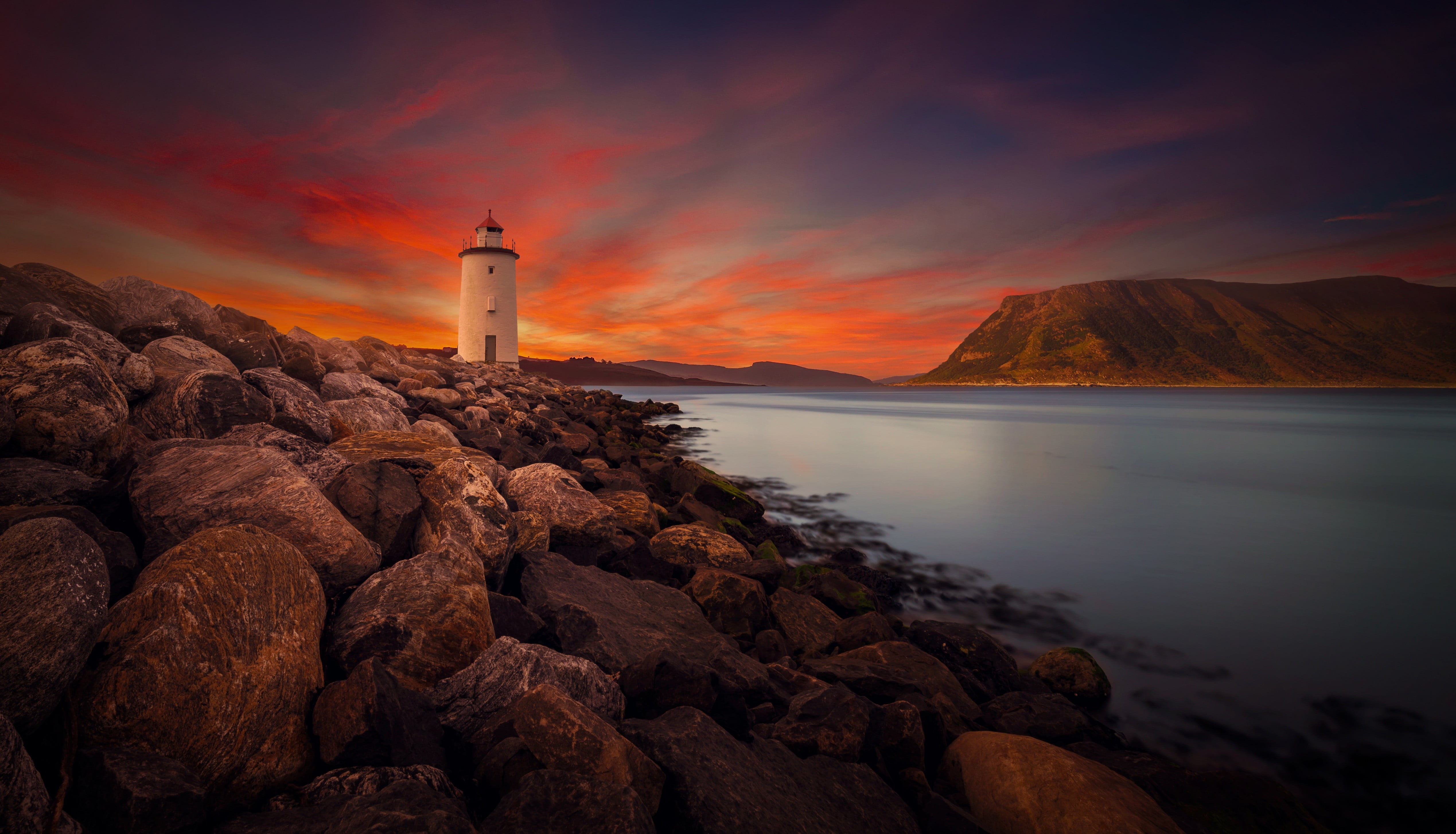 guidance, scenics - nature, nautical equipment, building exterior, tower, sunset, reflection, lighthouse, 4K, nature, built structure, direction, no people, HD Wallpaper