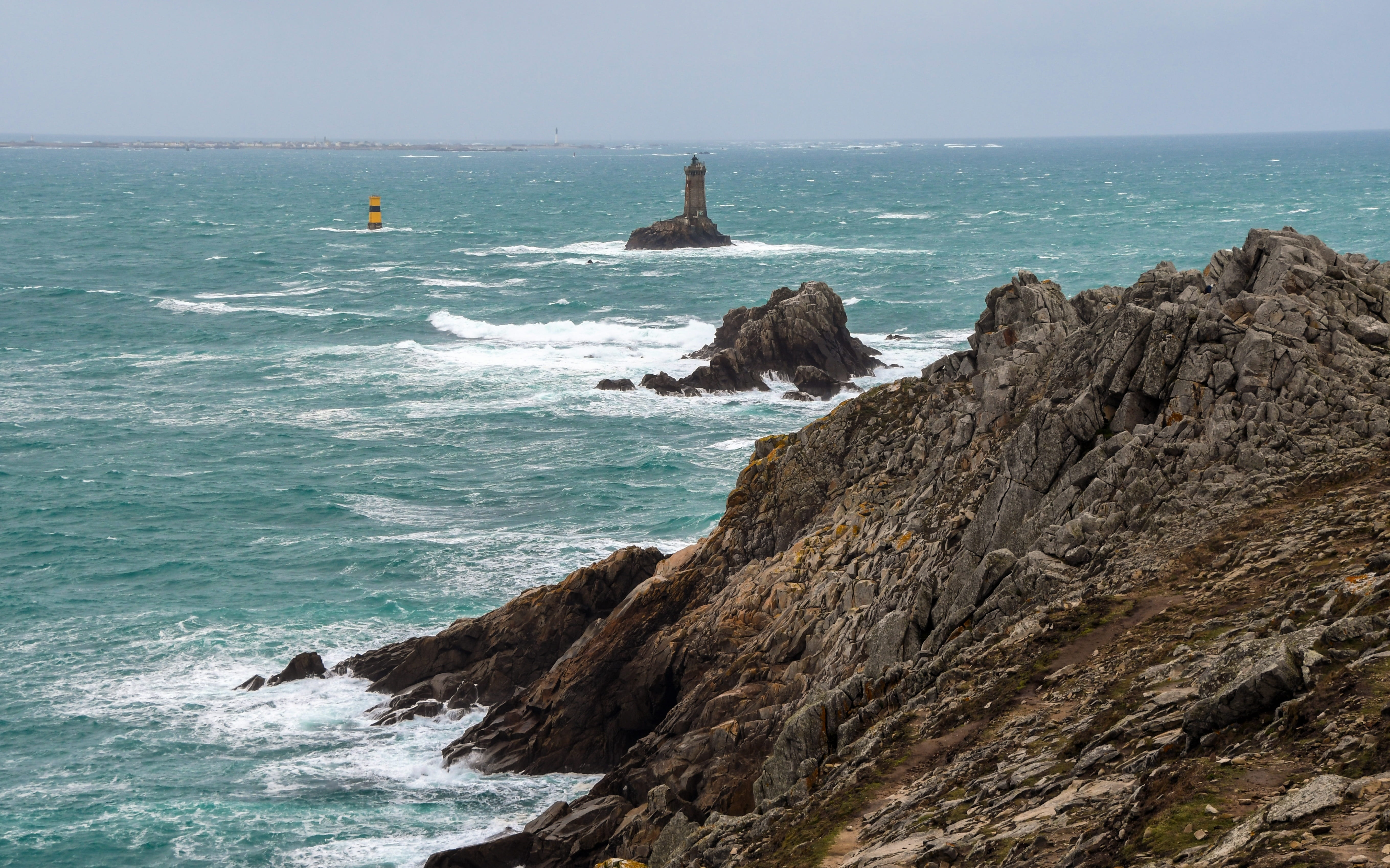 horizon over water, sea, beauty in nature, stack rock, rock formation, finistère, motion, nature, ocean, beach, scenics - nature, water, wave, horizon, HD Wallpaper