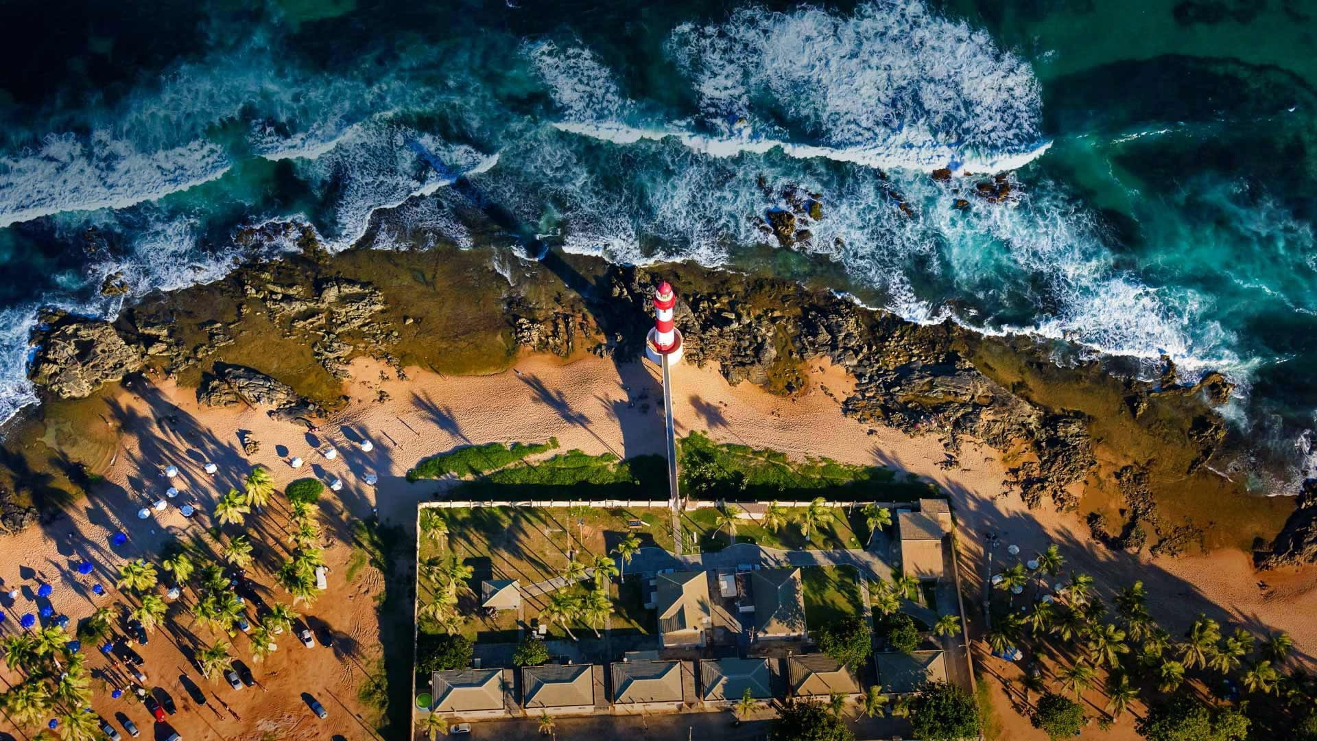 plant, sea, nature, high angle view, lifestyles, beauty in nature, 1080P, real people, rock, lighthouse, flowing water, aerial view, outdoors, El Salvador, HD Wallpaper
