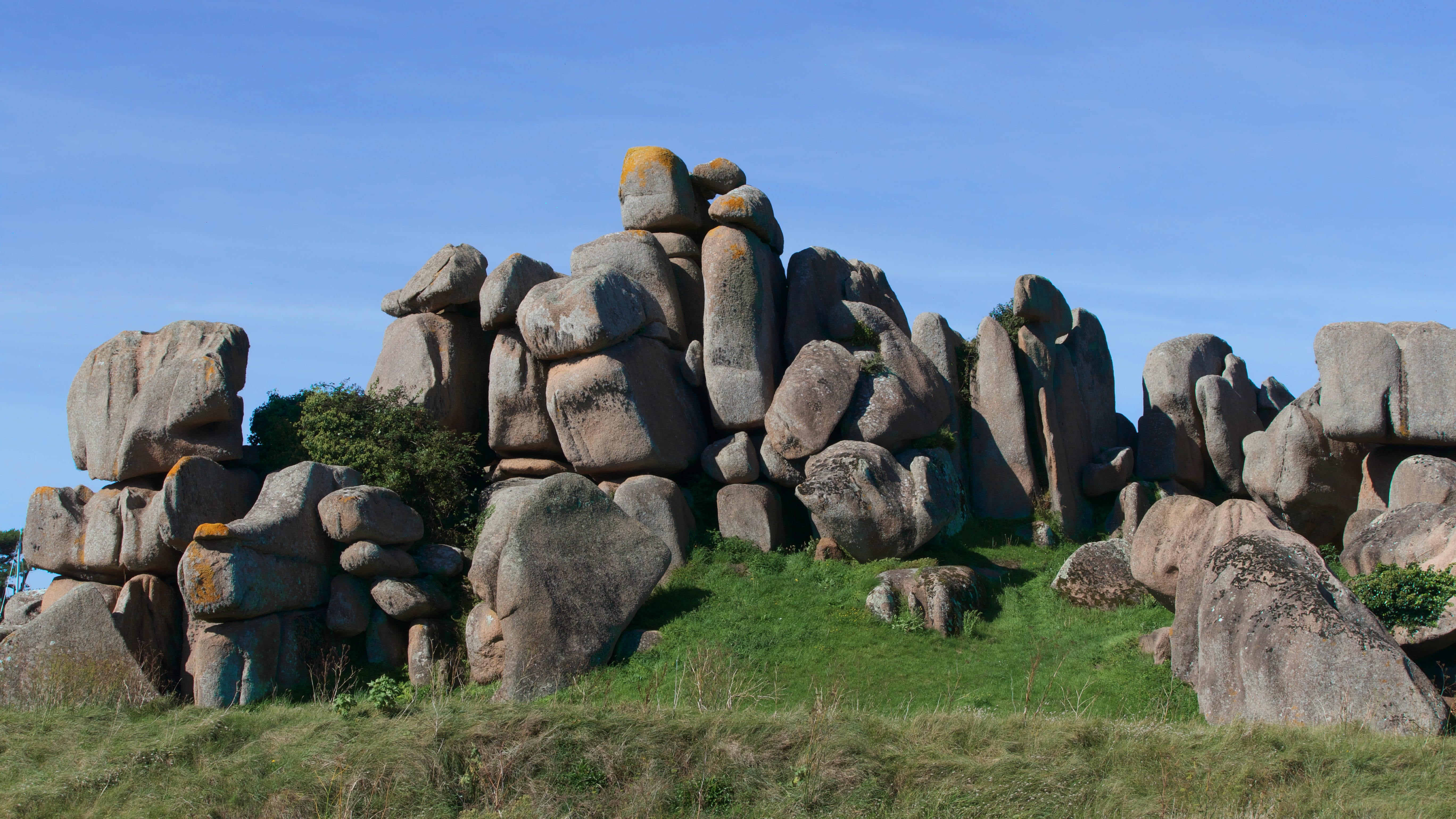 sky, no people, sunlight, travel destinations, nature, bretagne, rock, clear sky, rock formation, perros-guirec, 5K, land, field, scenics - nature, brittany, HD Wallpaper