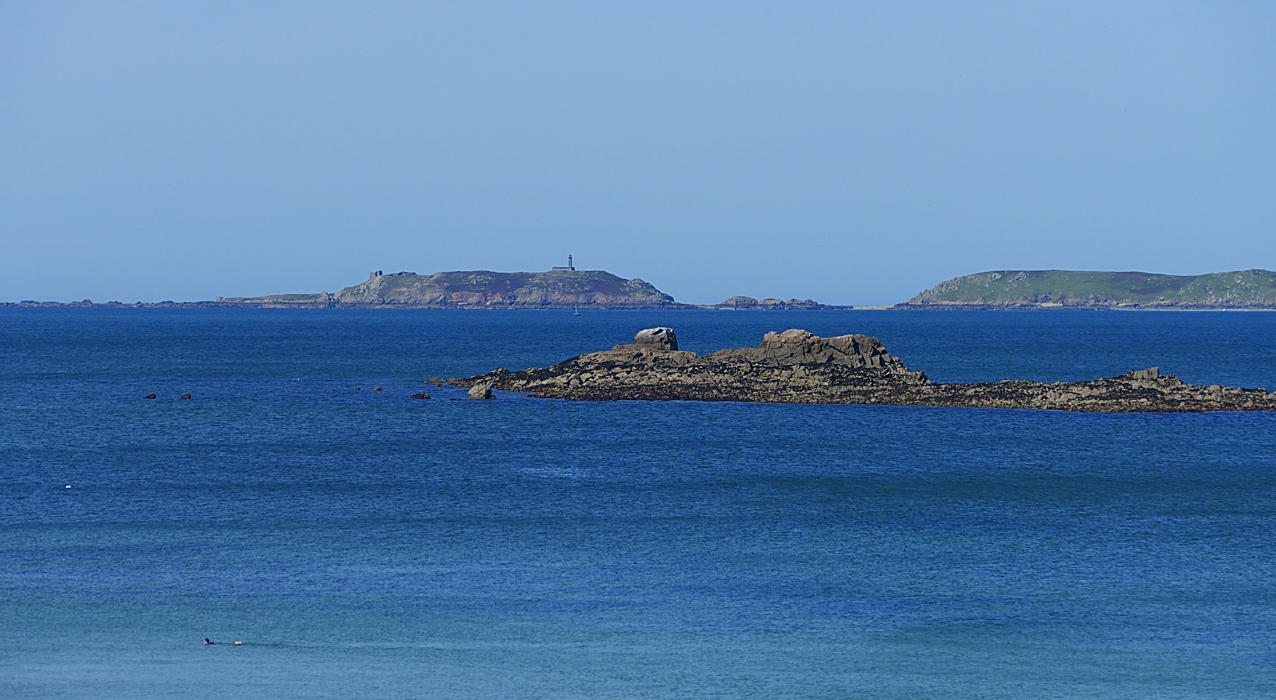 sea, scenics - nature, travel, îles, day, tranquility, perros-guirec, beauty in nature, islands, solid, outdoors, island, no people, sky, brittany, blue, HD Wallpaper