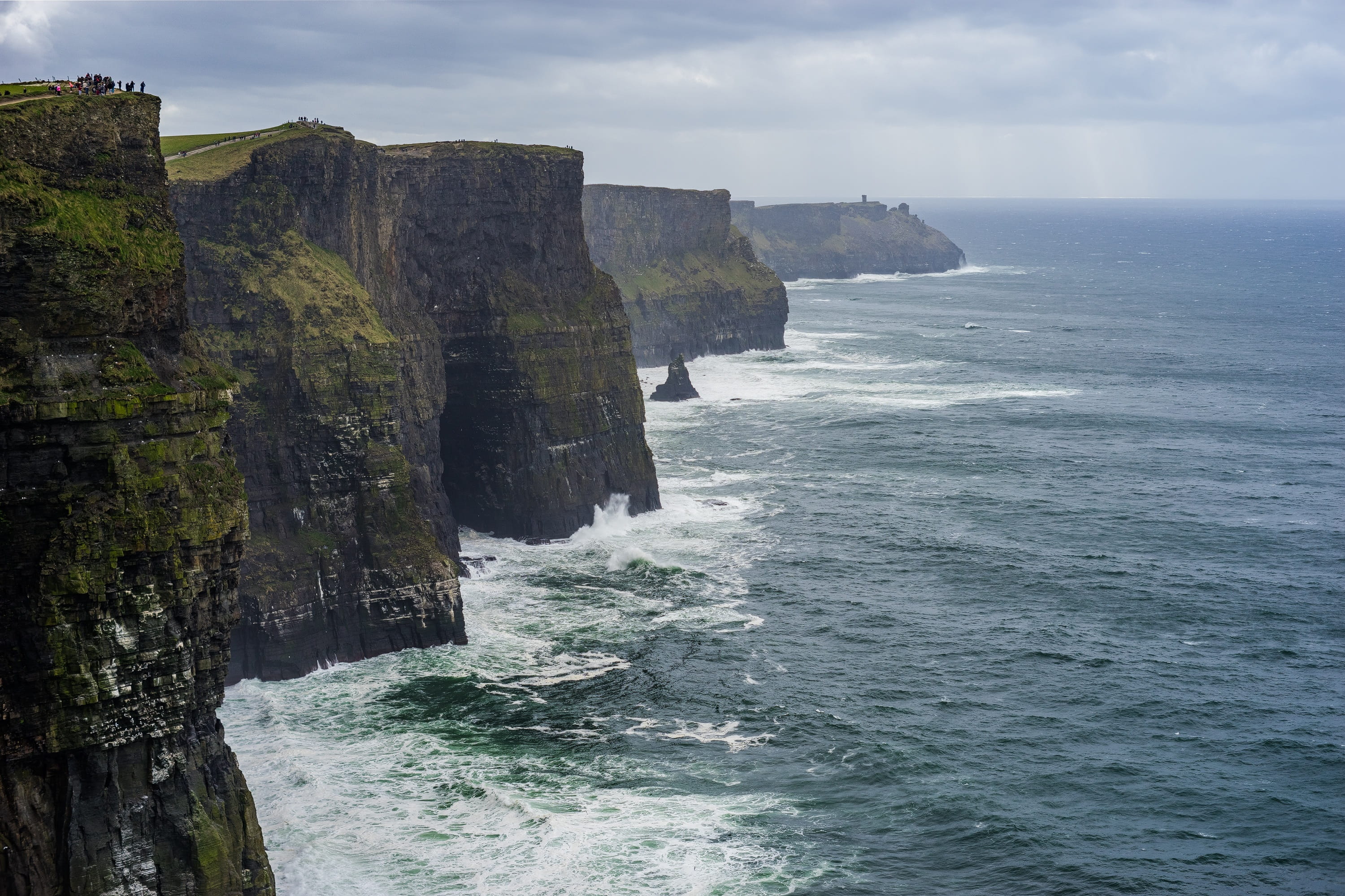 sea, beauty in nature, cliff, rocky coastline, county Clare, nature, horizon over water, no people, ocean, 2K, rock formation, black, formation, tranquil scene, HD Wallpaper