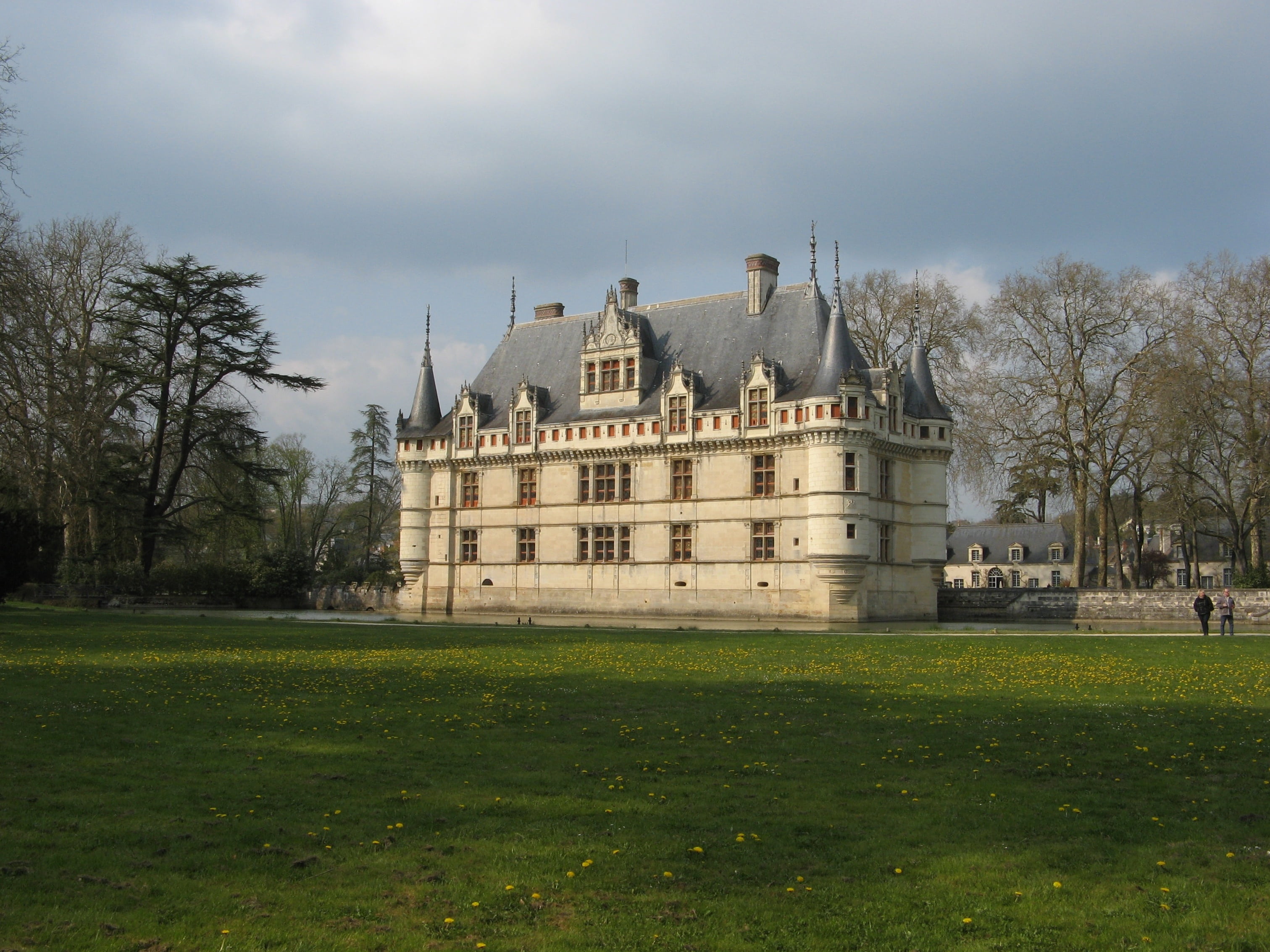 no people, green color, history, azay-le-rideau, plant, 2K, sky, tree, grass, architecture, day, building, built structure, cloud - sky, building exterior, HD Wallpaper