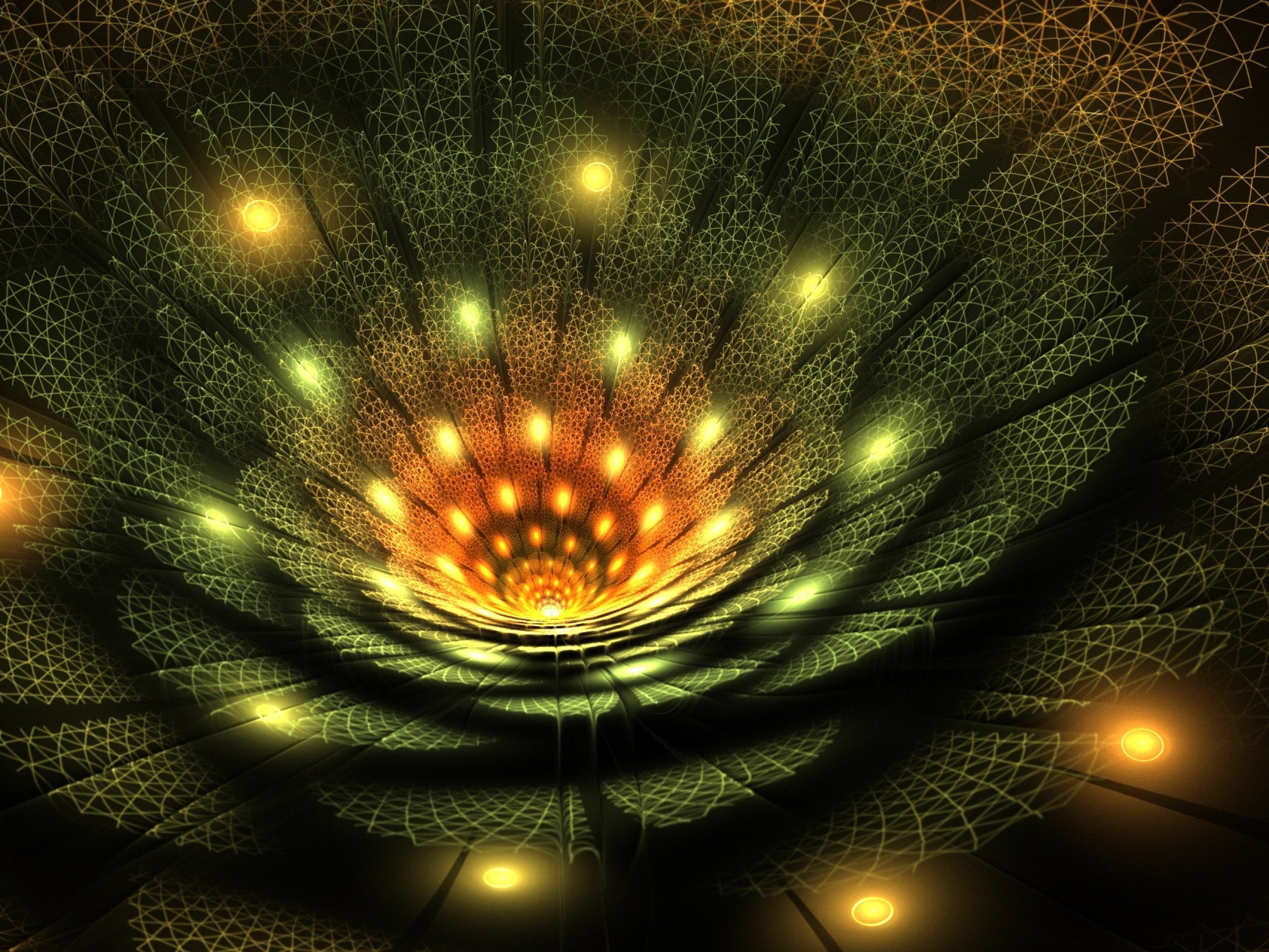 Fractal, electric lamp, close-up, night, ceiling, nightlife, glass, indoors, built structure, electric light, lighting equipment, light fixture, light, HD Wallpaper
