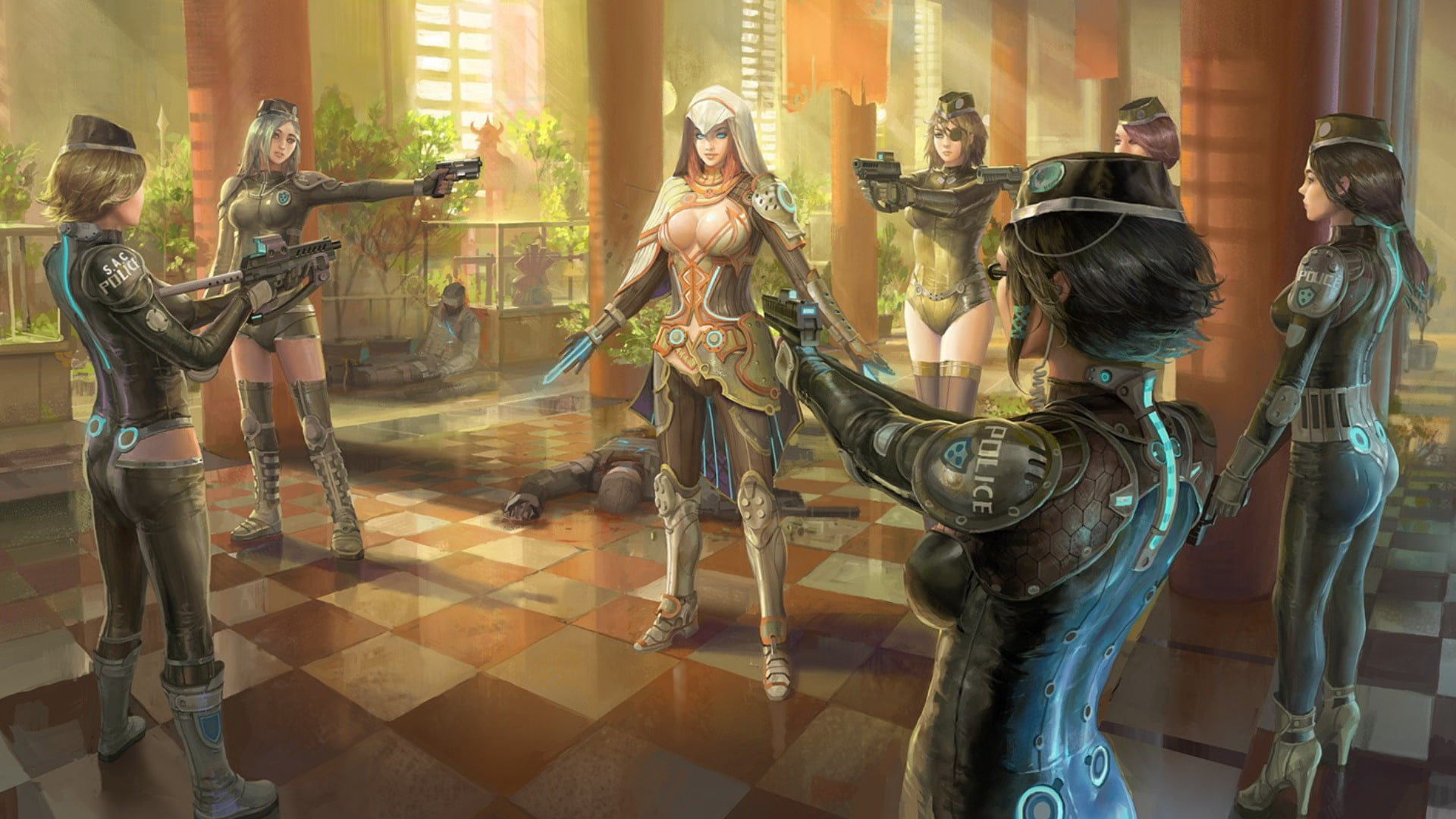 1080P, futuristas, sci-fi, armadas, mujeres, HD Wallpaper