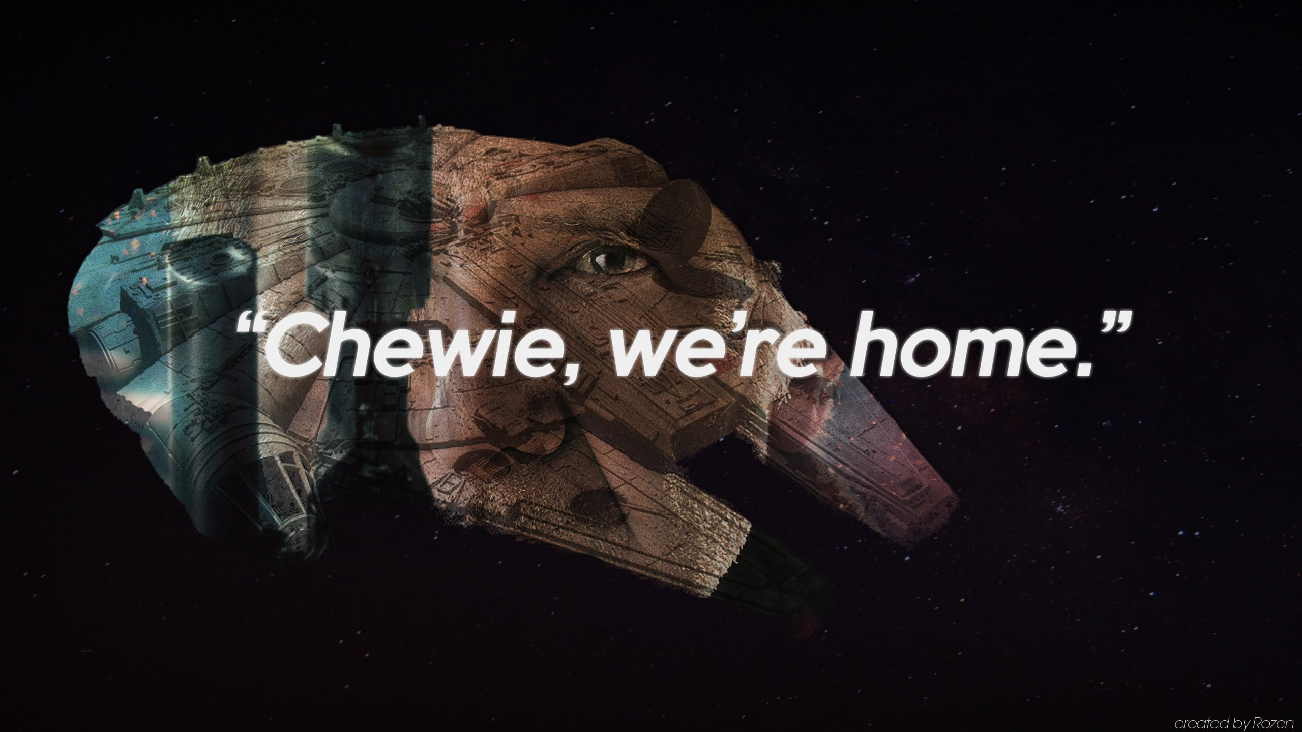 single word, message, home, double exposure, close-up, creativity, cut out, 2K, Star Wars: The Force Awakens, Star Wars, chewie, human body part, black background, HD Wallpaper
