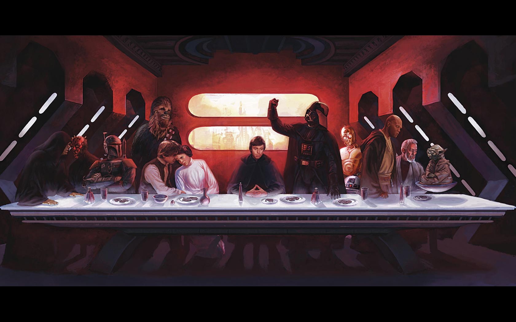 rd, yoda, wars, supper, C3PO, cpo, artwork, x, Star Wars, vader, space, darth, stars, last, art, star, 720P, hd, HD Wallpaper