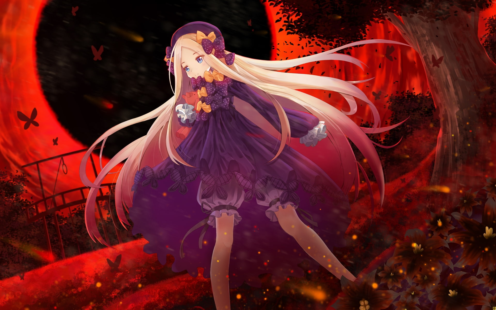 close-up, abigail williams, nature, costume, no people, focus on foreground, decoration, orange color, art and craft, Anime, high angle view, fate grand order, HD Wallpaper