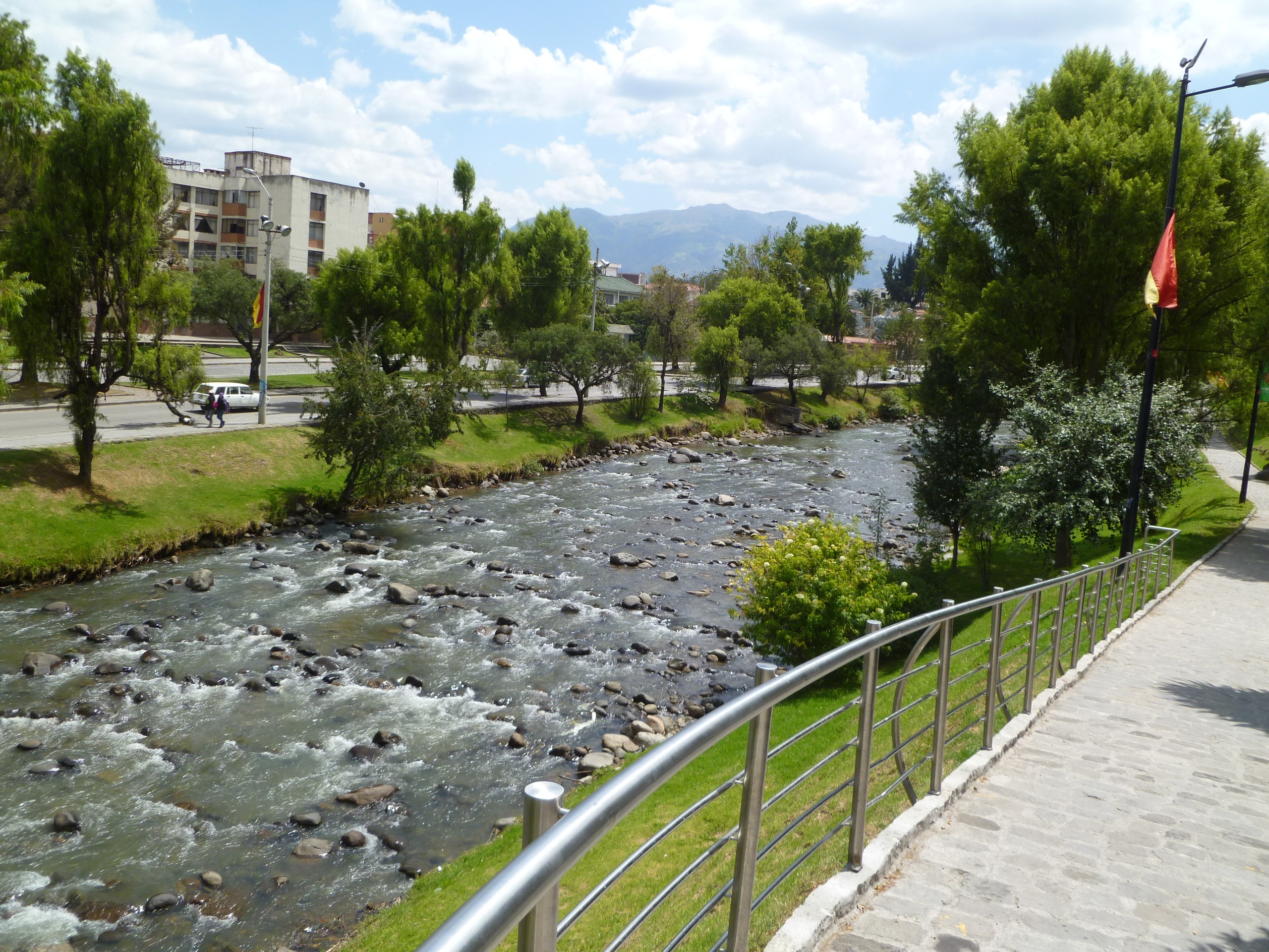 transportation, footpath, city, water, cuenca, built structure, landscape, nature, green color, no people, plant, building exterior, travel, sky, cloud - sky, HD Wallpaper