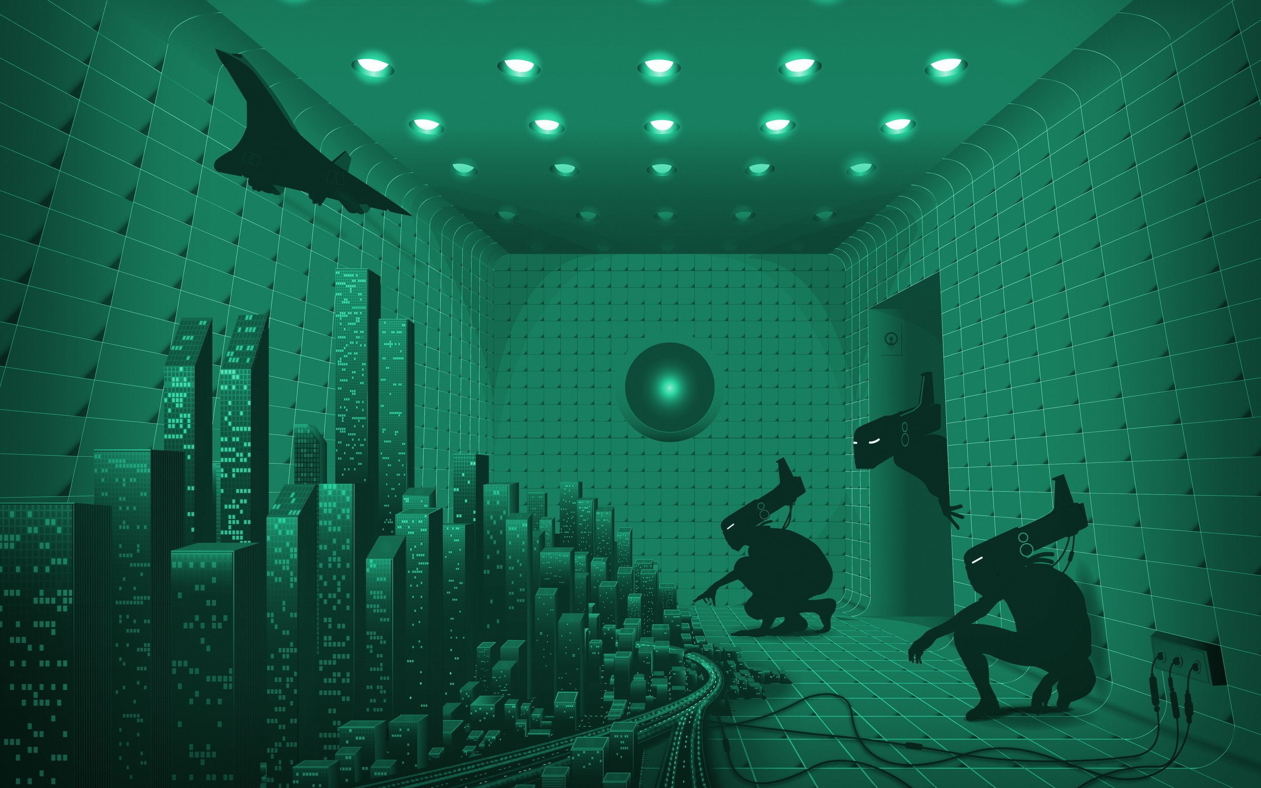 town, abstract, 2K, art, room, Alians, HD Wallpaper