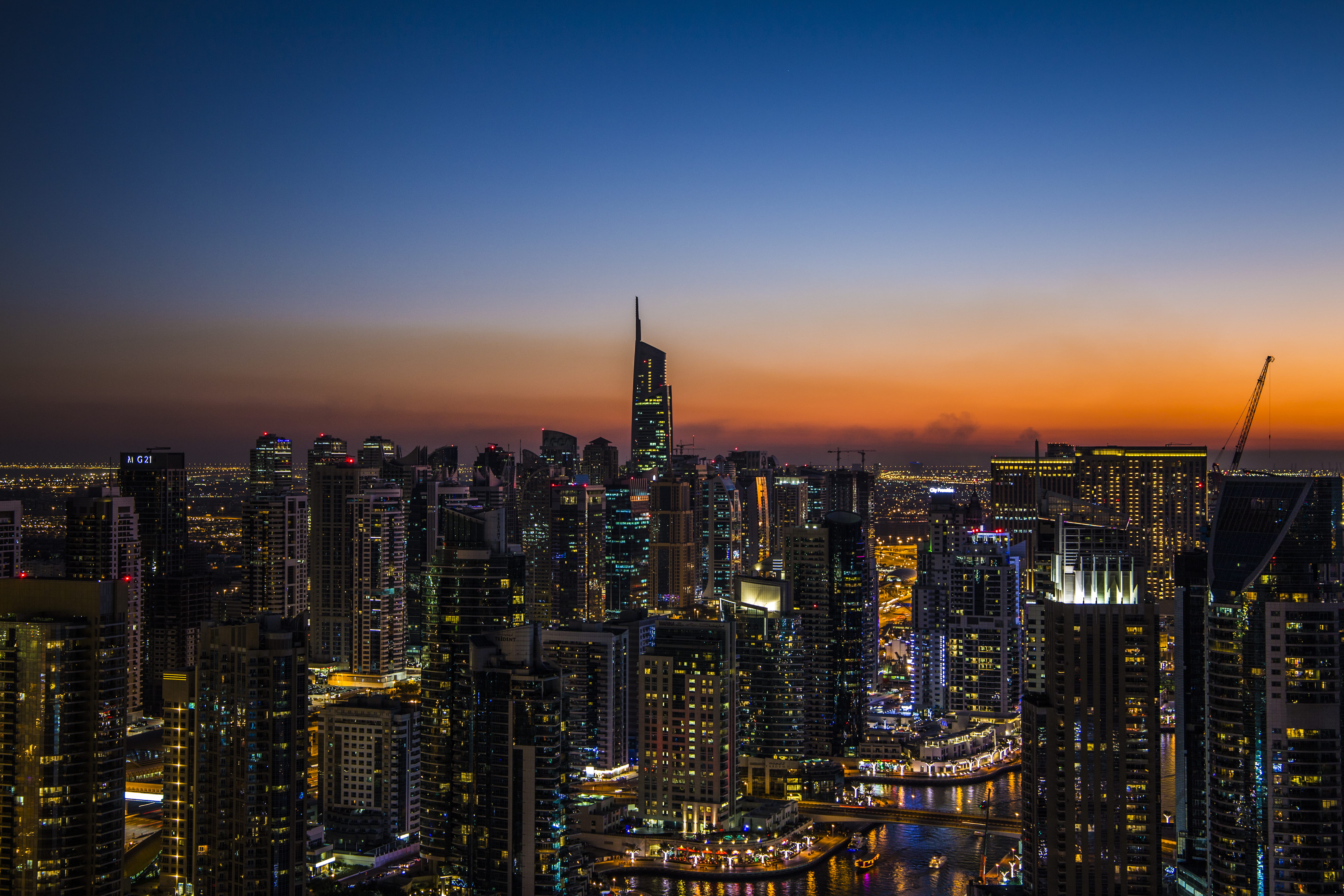 cityscape, dusk, residential district, skyline, downtown district, citylights, skyscraper, tall, sky, city life, architectural design, city, night, urban, HD Wallpaper