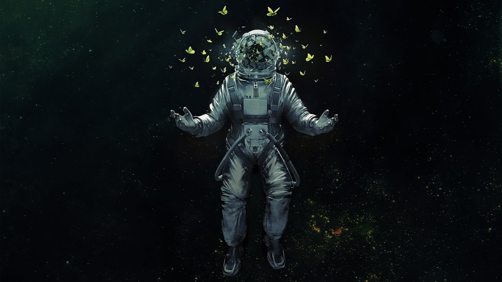 artwork, obscured face, artist, butterfly, standing, 1080P, military, outdoors, digital art, adult, full length, portrait, one person, astronaut, aggression, HD Wallpaper