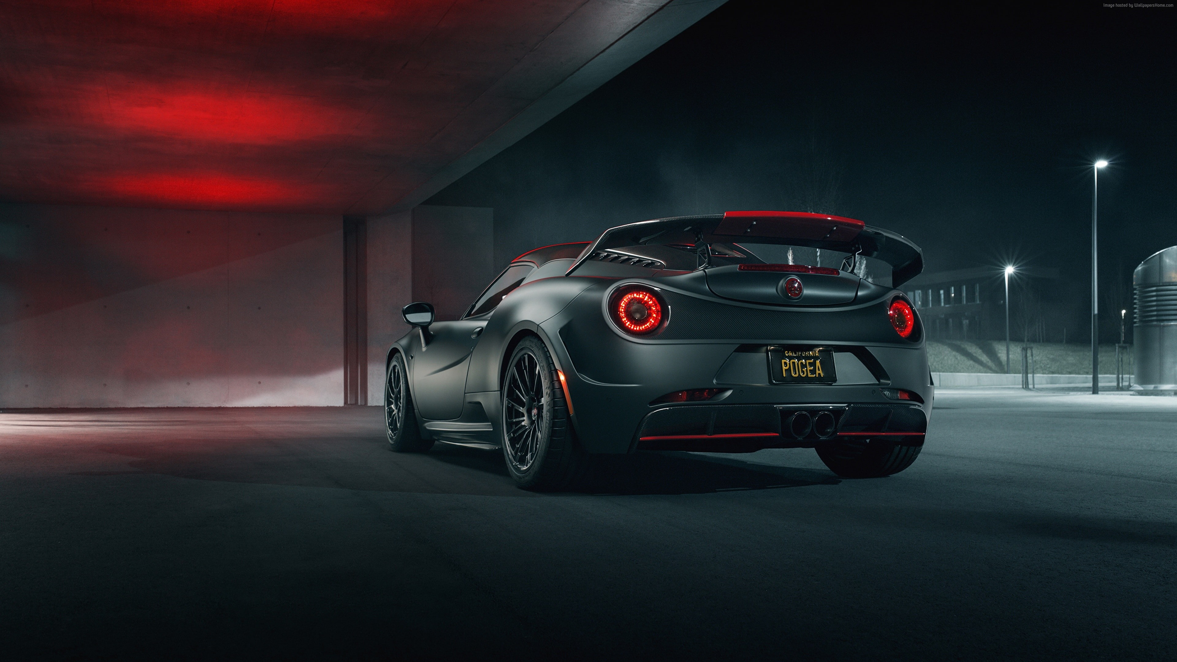 motor vehicle, Alfa Romeo 4C, 2019 Cars, transportation, car, indoors, motion, red, futuristic, luxury, speed, illuminated, mode of transportation, sports car, HD Wallpaper