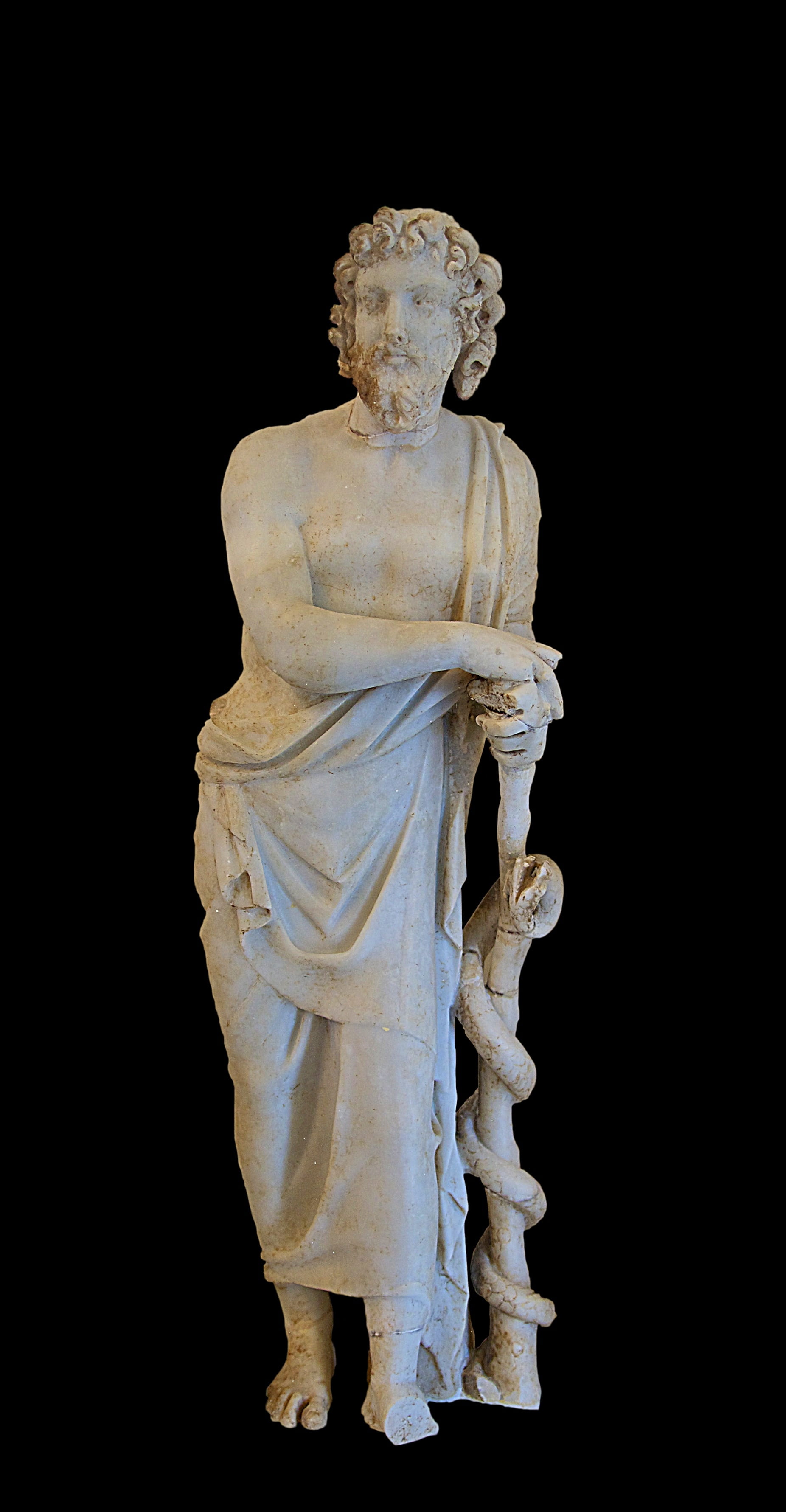 representation, 2K, sculpture, studio shot, no people, the past, greece, statue, ancient, spirituality, history, copy space, belief, asclepius, religion, Phone HD Wallpaper