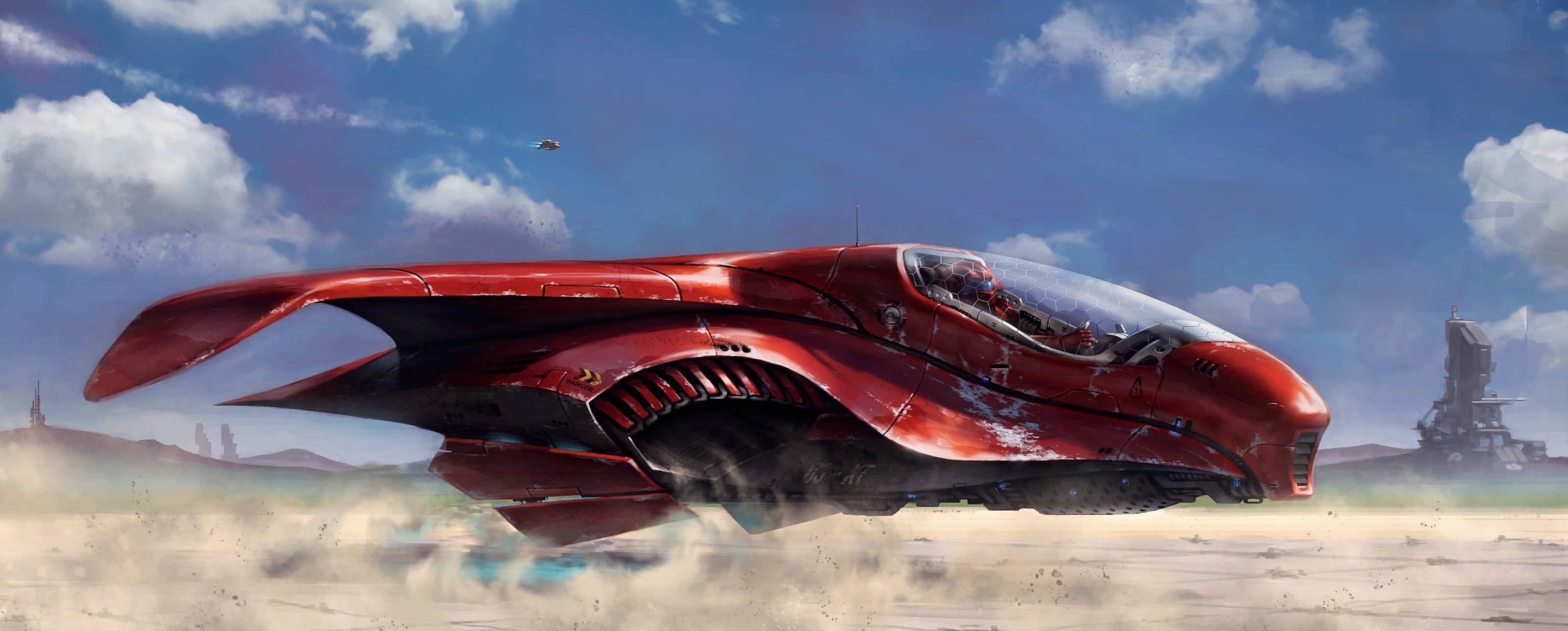 science fiction, day, field, red, sky, destruction, travel, damaged, mode of transportation, no people, accidents and disasters, car, industry, 2K, land vehicle, HD Wallpaper